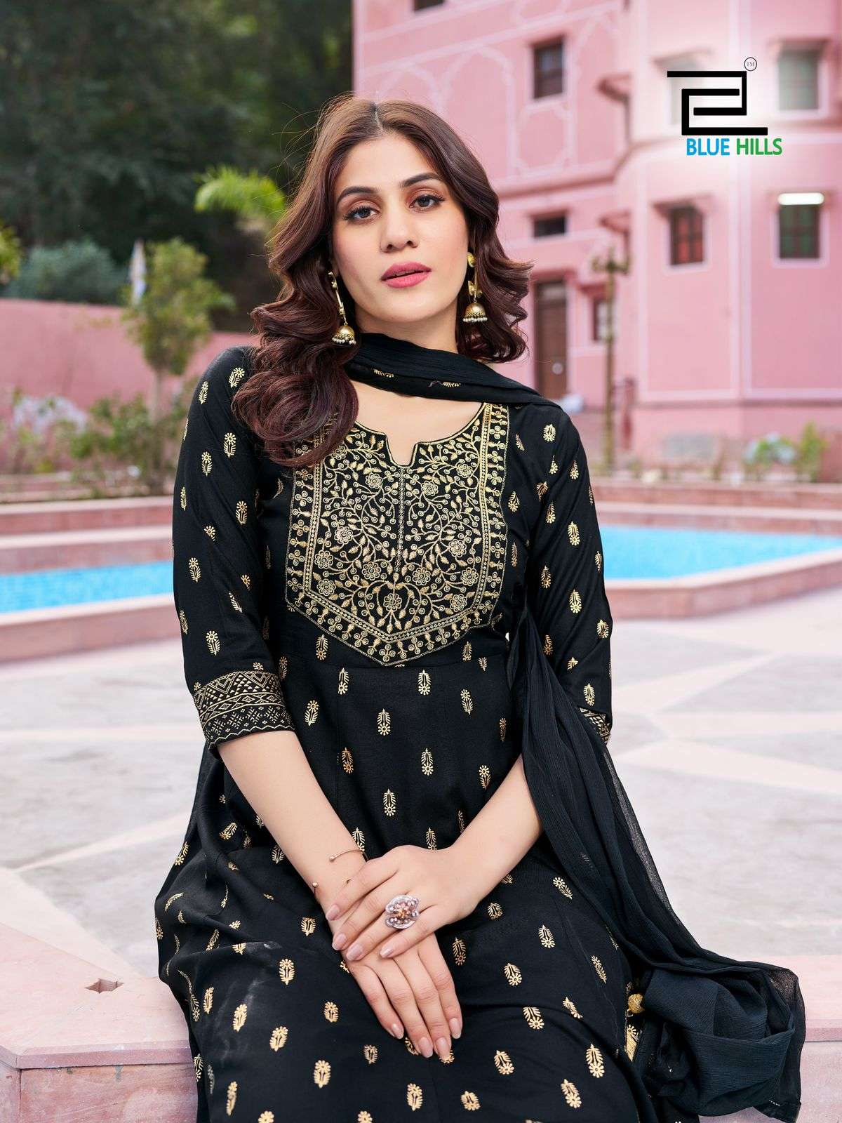 bluehills shreya rayon elegant top bottom with dupatta catalog