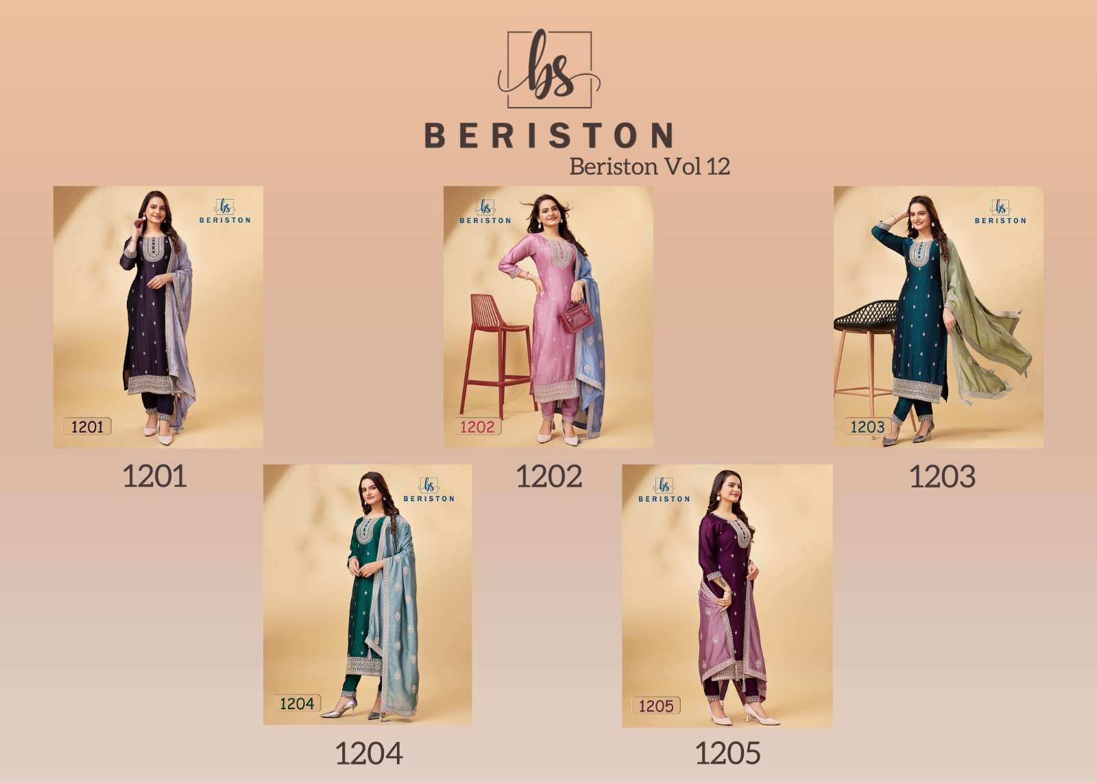 briston briston vol 12 vichitra silk decent look salwar suit catalog