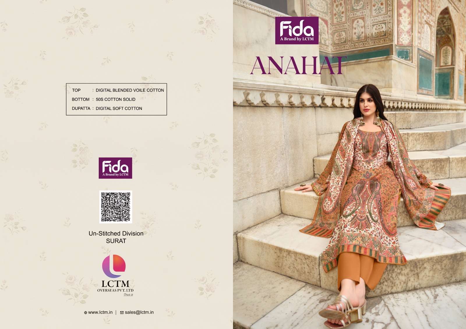 fida anhat digital blended voile  cotton innovative look salwar suit catalog