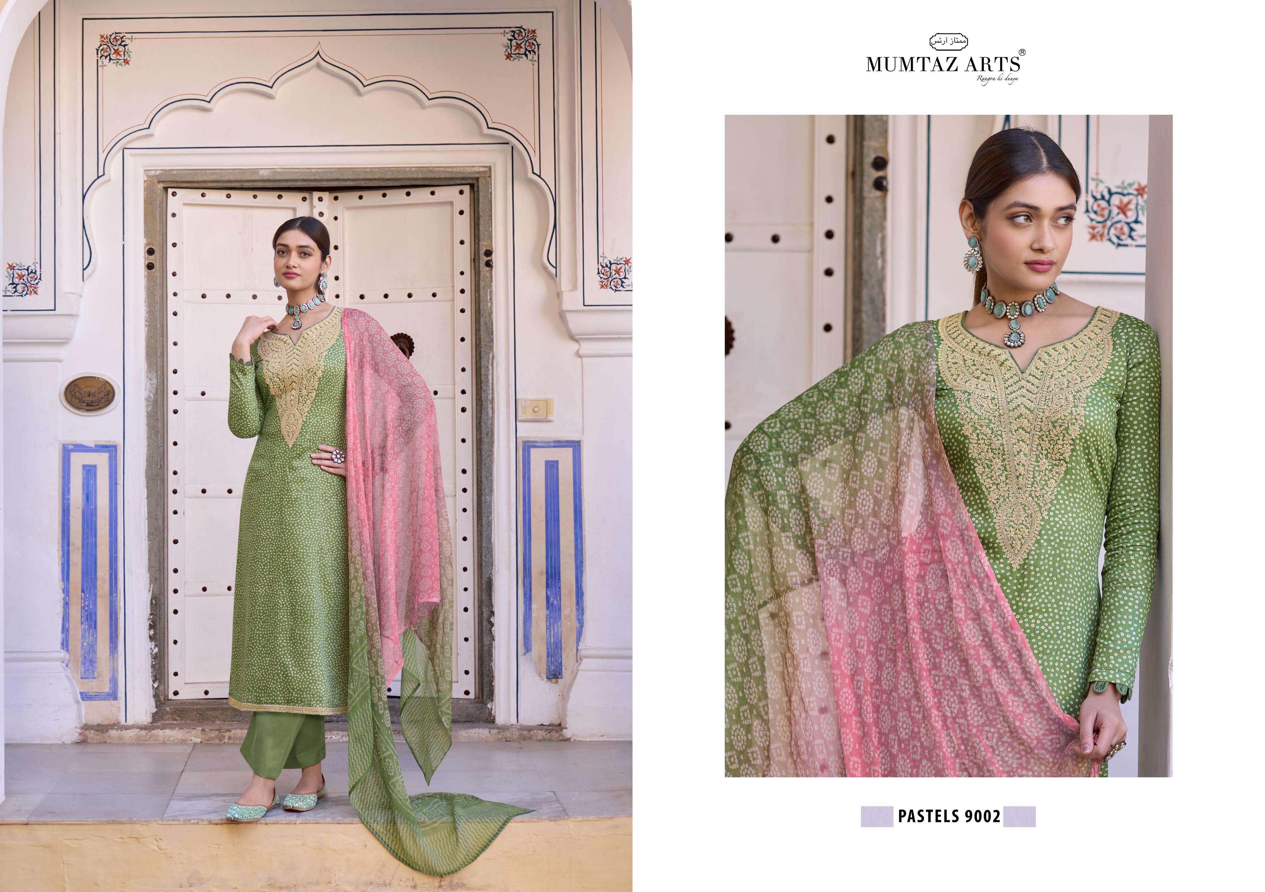 mumtaz arts pastels jam cottont attrective print salwar suit catalog