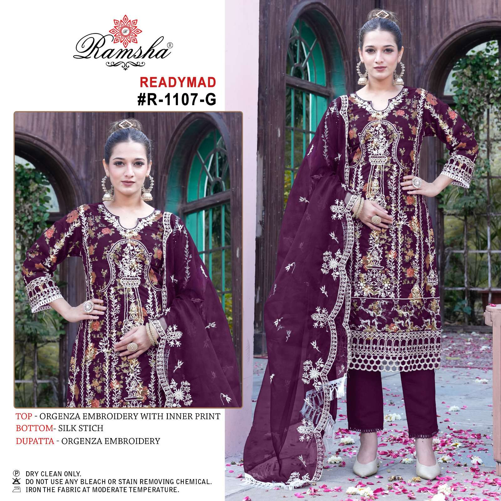 ramsha ramsha r 1107 orgenza decent  look salwar suit single