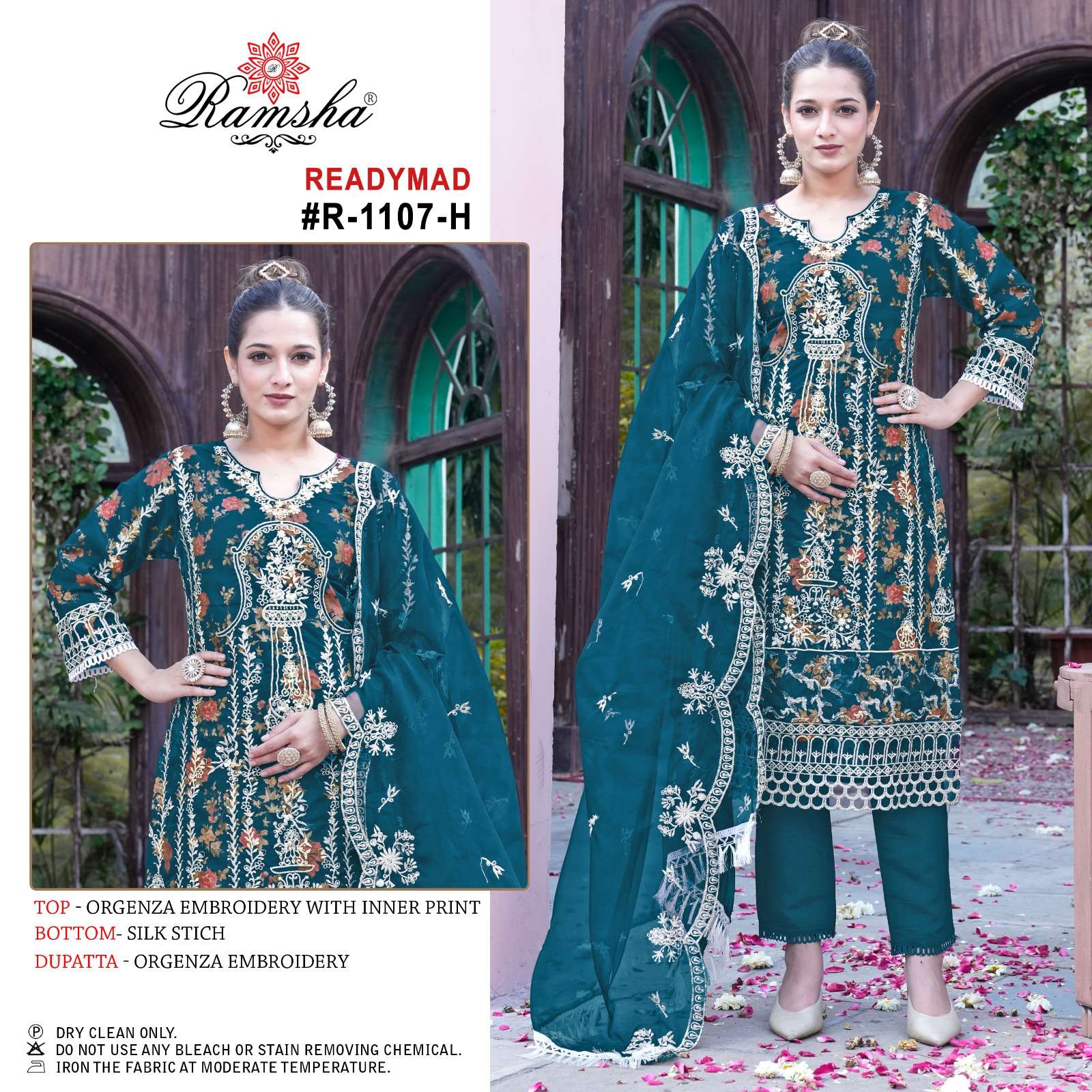 ramsha ramsha r 1107 orgenza decent  look salwar suit single