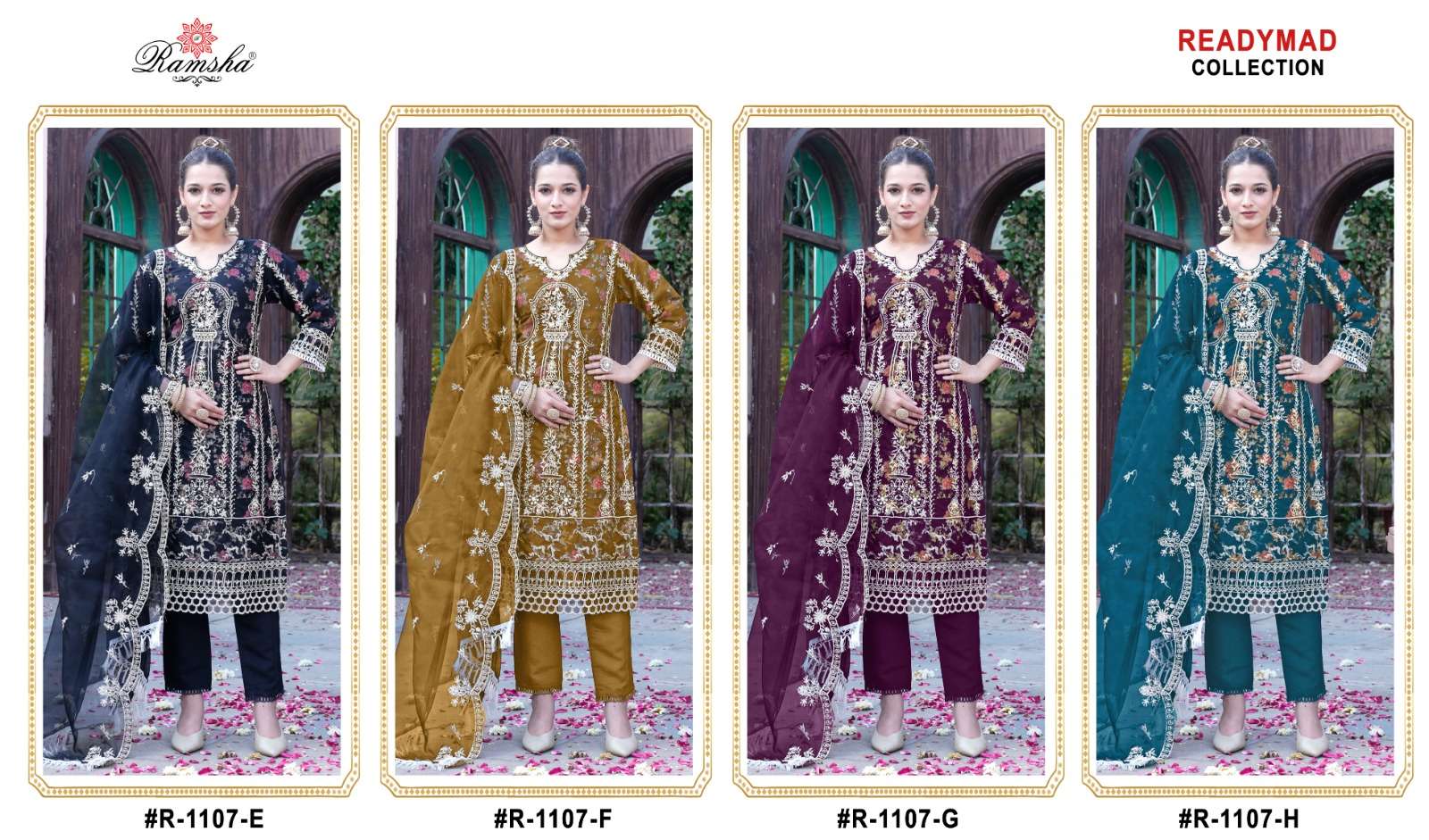 ramsha ramsha r 1107 orgenza decent  look salwar suit single