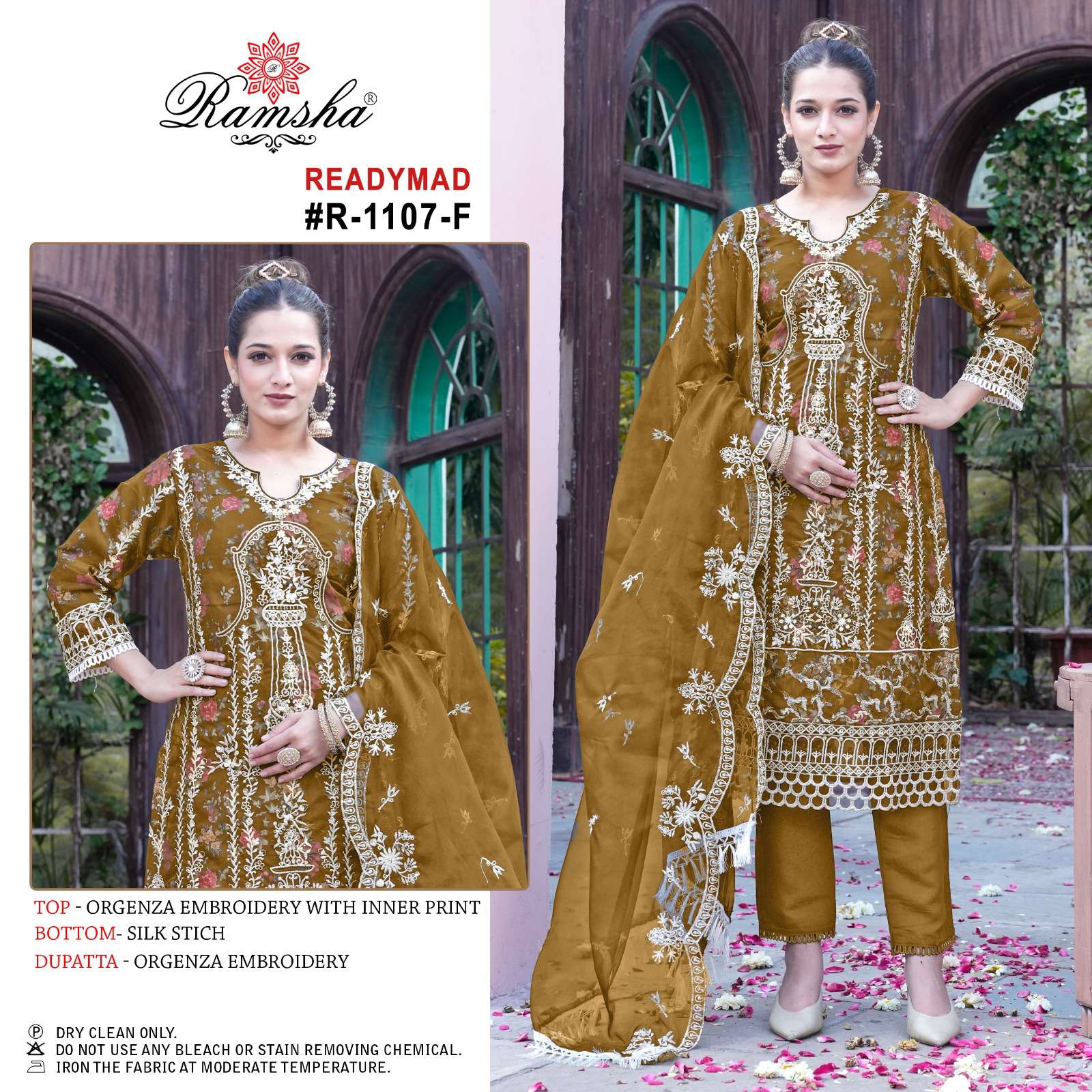 ramsha ramsha r 1107 orgenza decent  look salwar suit single