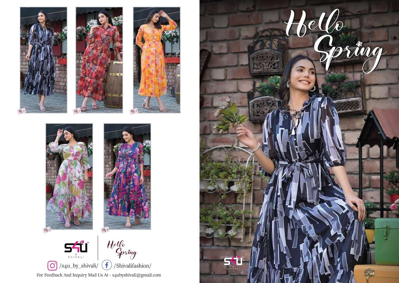 s4u  hello spring chiffon new and modern look kurti catalog