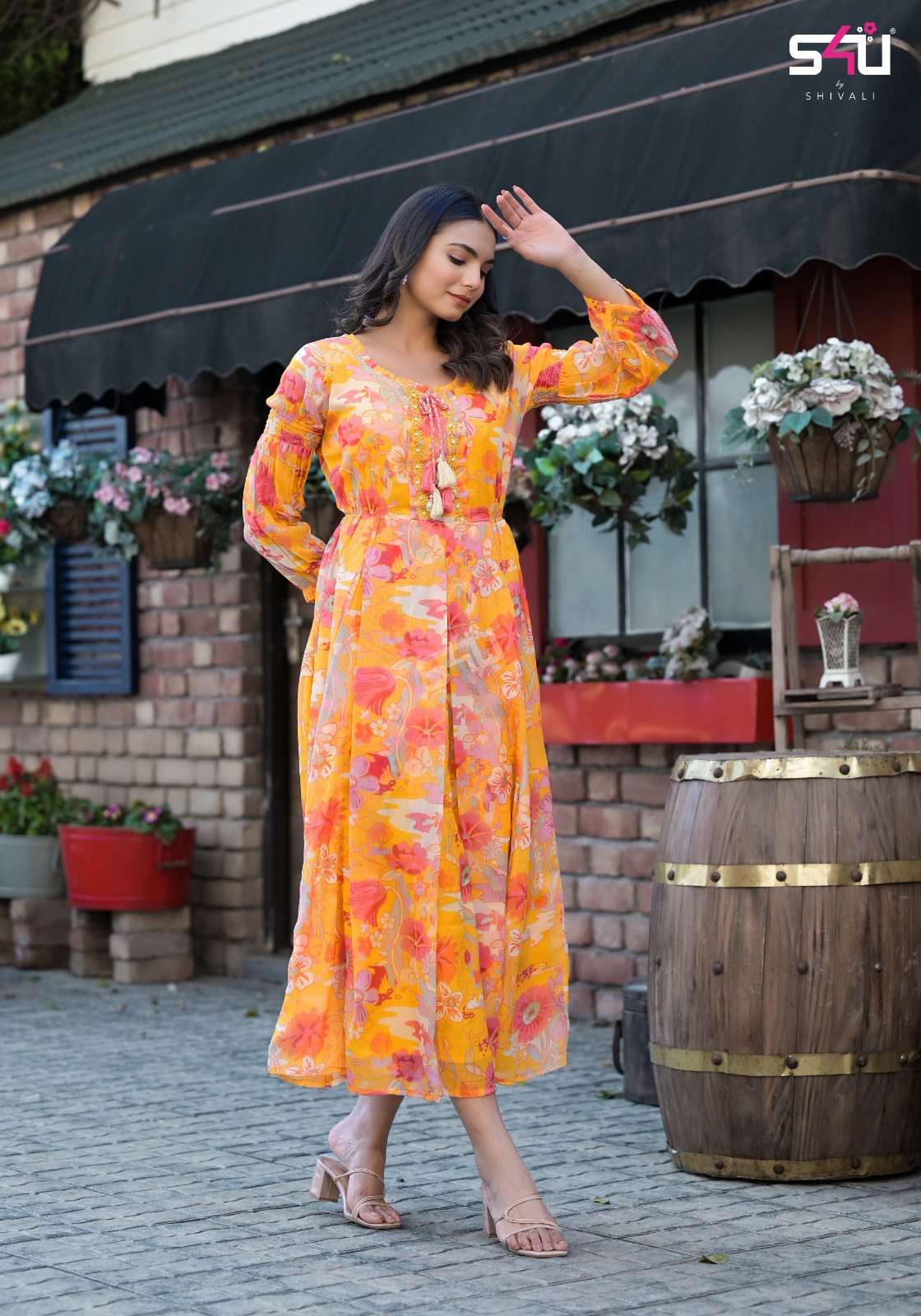 s4u  hello spring chiffon new and modern look kurti catalog