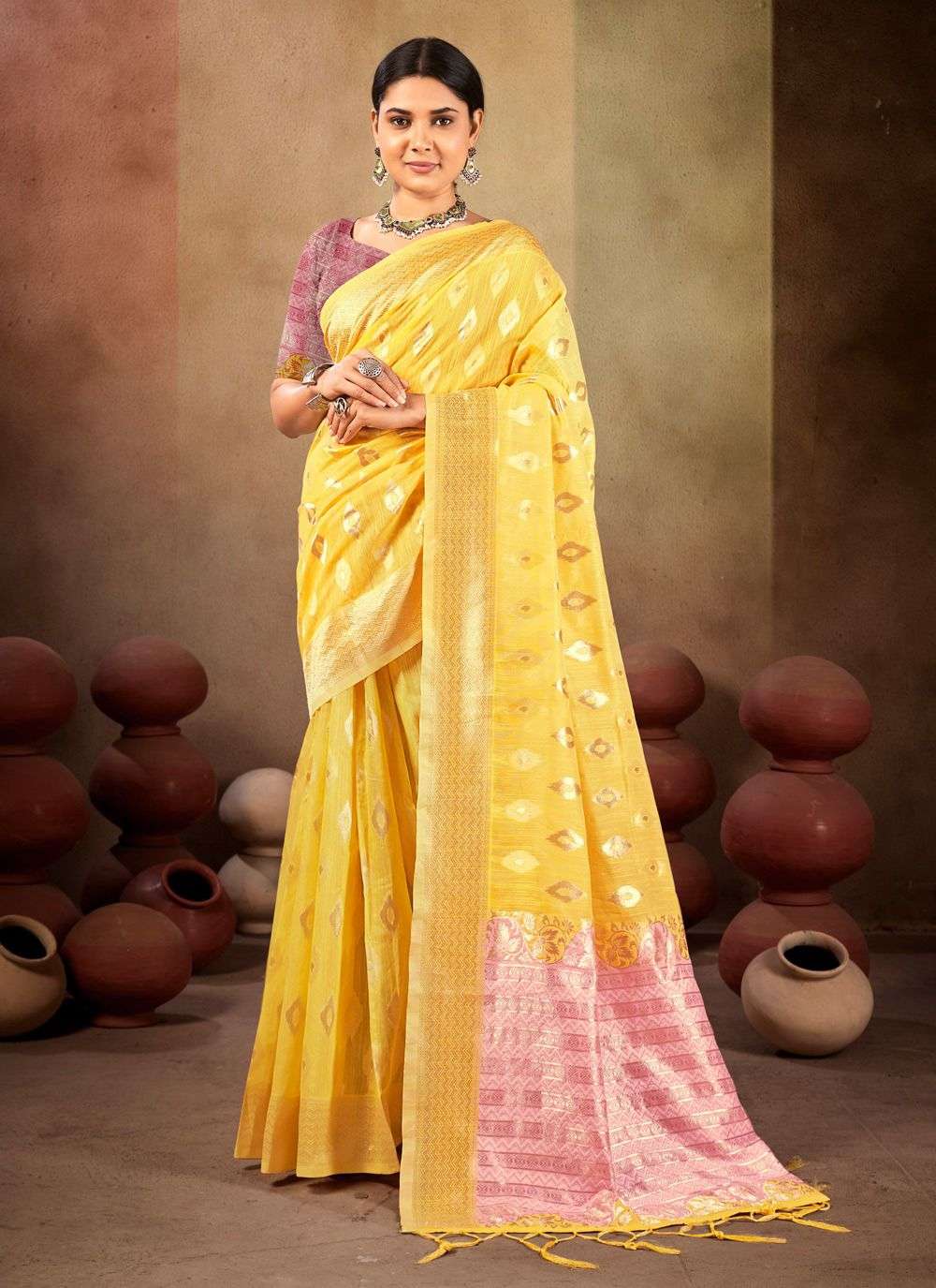 sangam prints pasmina cotton linen catchy look saree catalog