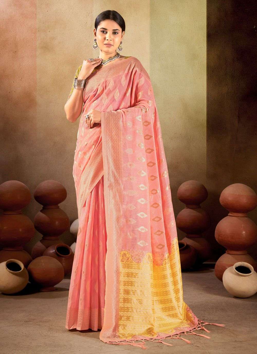 sangam prints pasmina cotton linen catchy look saree catalog