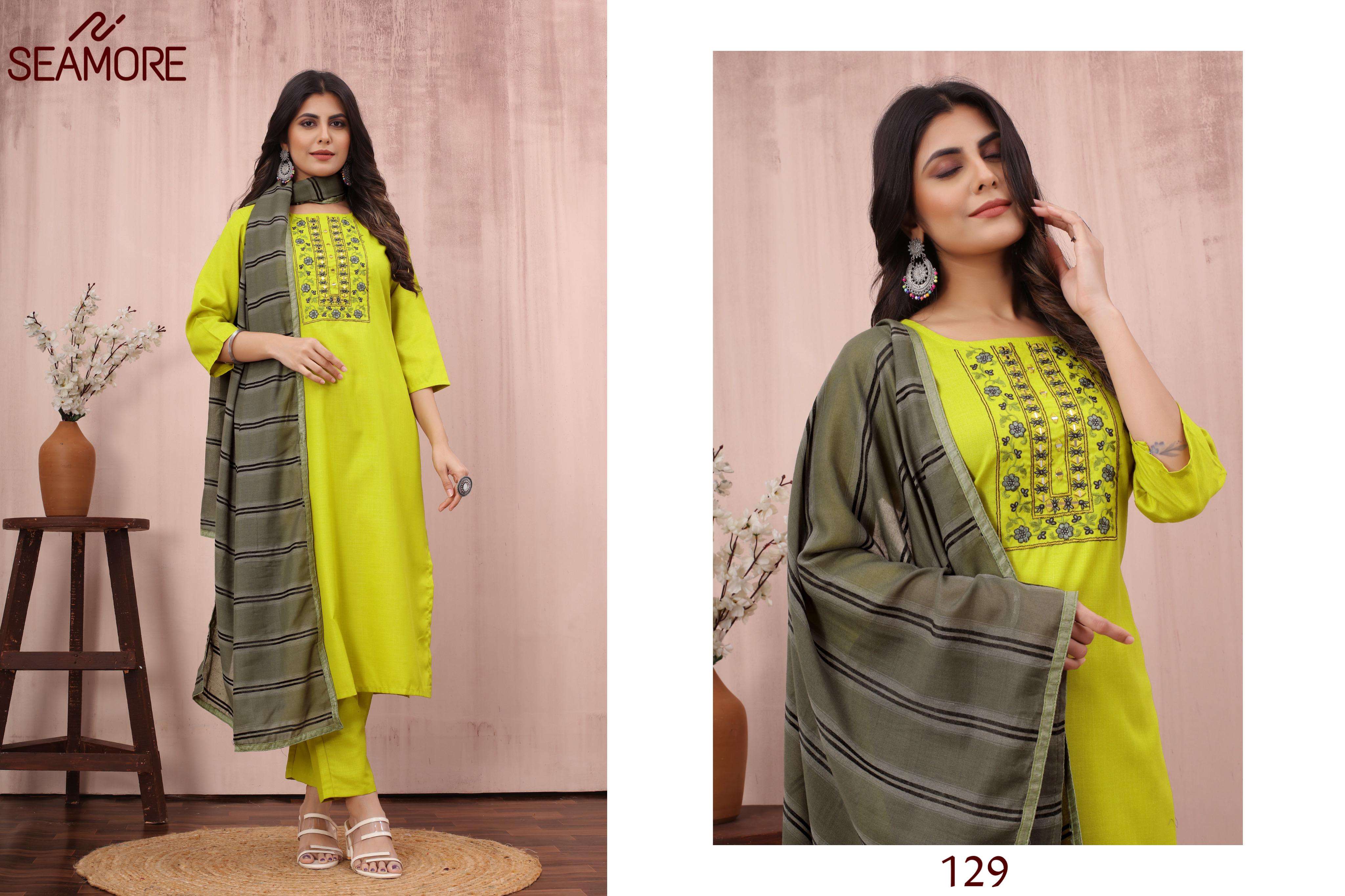 seamore  Rangtara cotton attrective look kurti with bottom size set