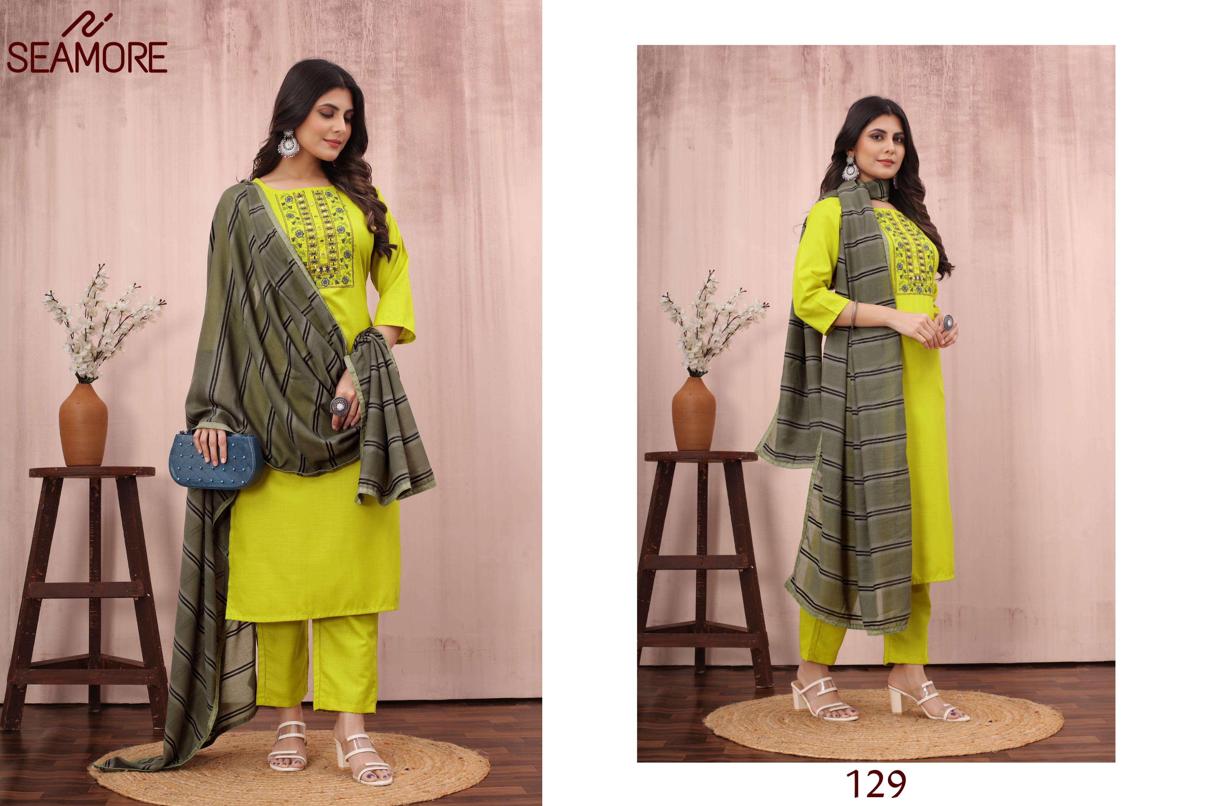 seamore  Rangtara cotton attrective look kurti with bottom size set