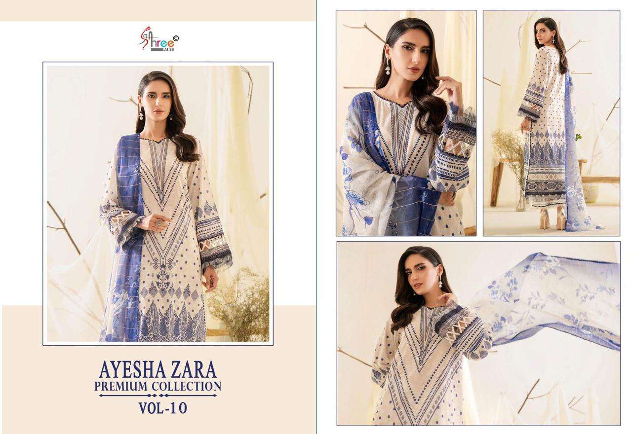 shree fabs ayesha zara  premium collection vol 10 cotton decent look salwar suit  with siffon dupatta catalog