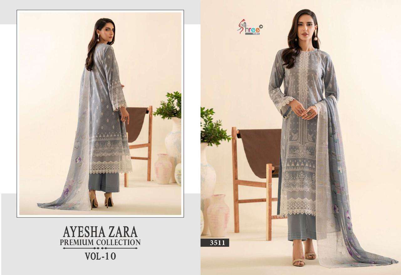 shree fabs ayesha zara  premium collection vol 10 cotton decent look salwar suit  with siffon dupatta catalog