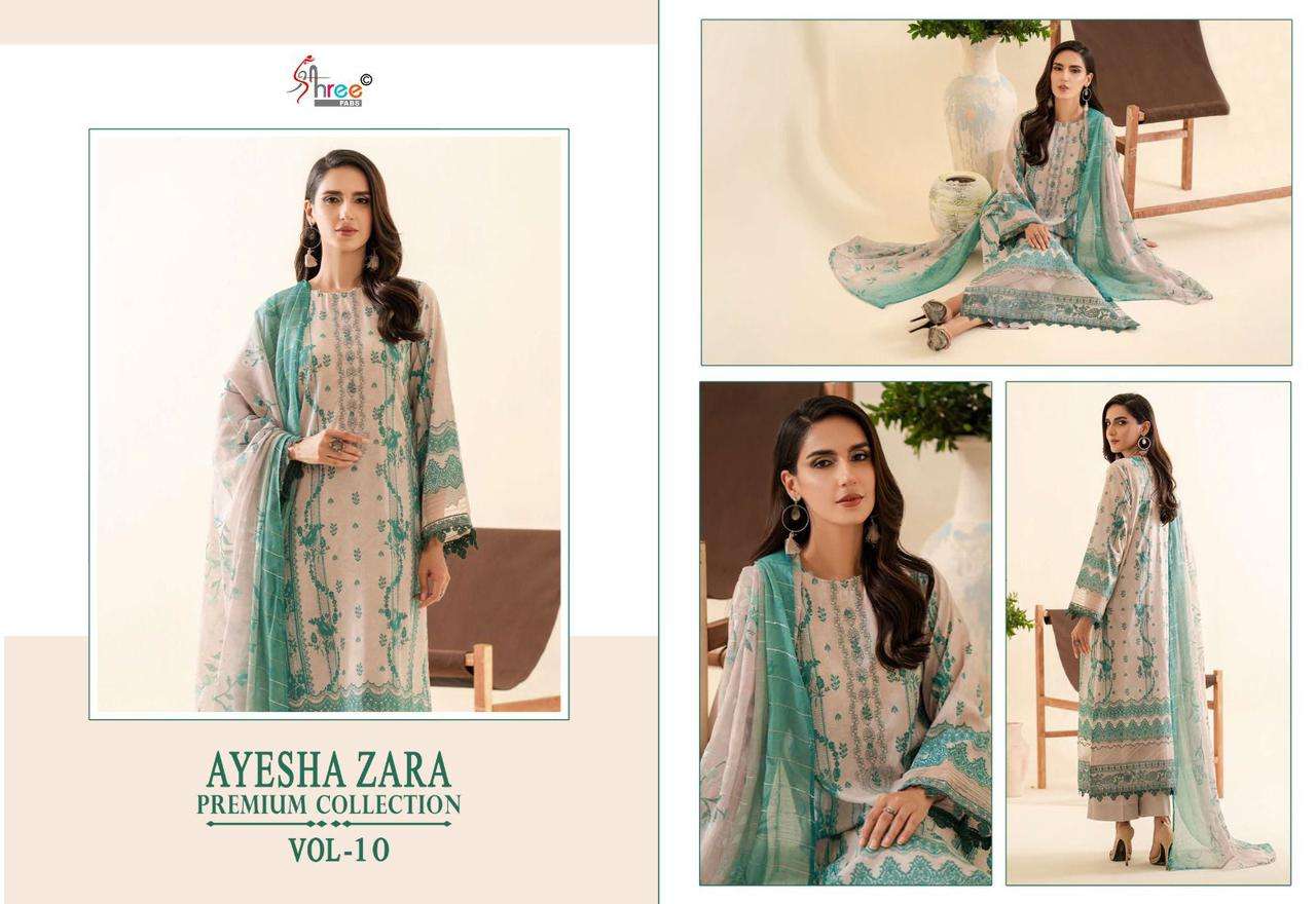 shree fabs ayesha zara  premium collection vol 10 cotton decent look salwar suit  with siffon dupatta catalog