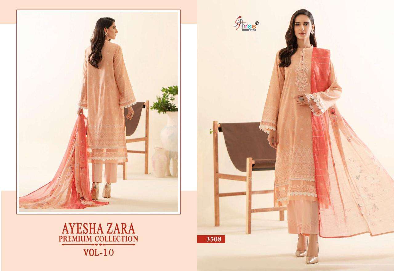 shree fabs ayesha zara  premium collection vol 10 cotton decent look salwar suit  with siffon dupatta catalog