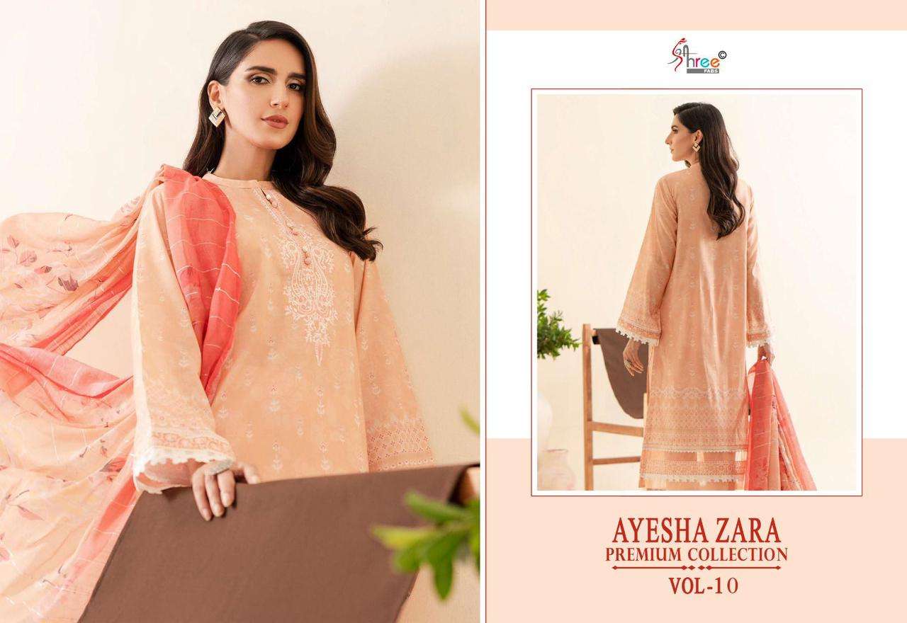 shree fabs ayesha zara  premium collection vol 10 cotton decent look salwar suit  with siffon dupatta catalog