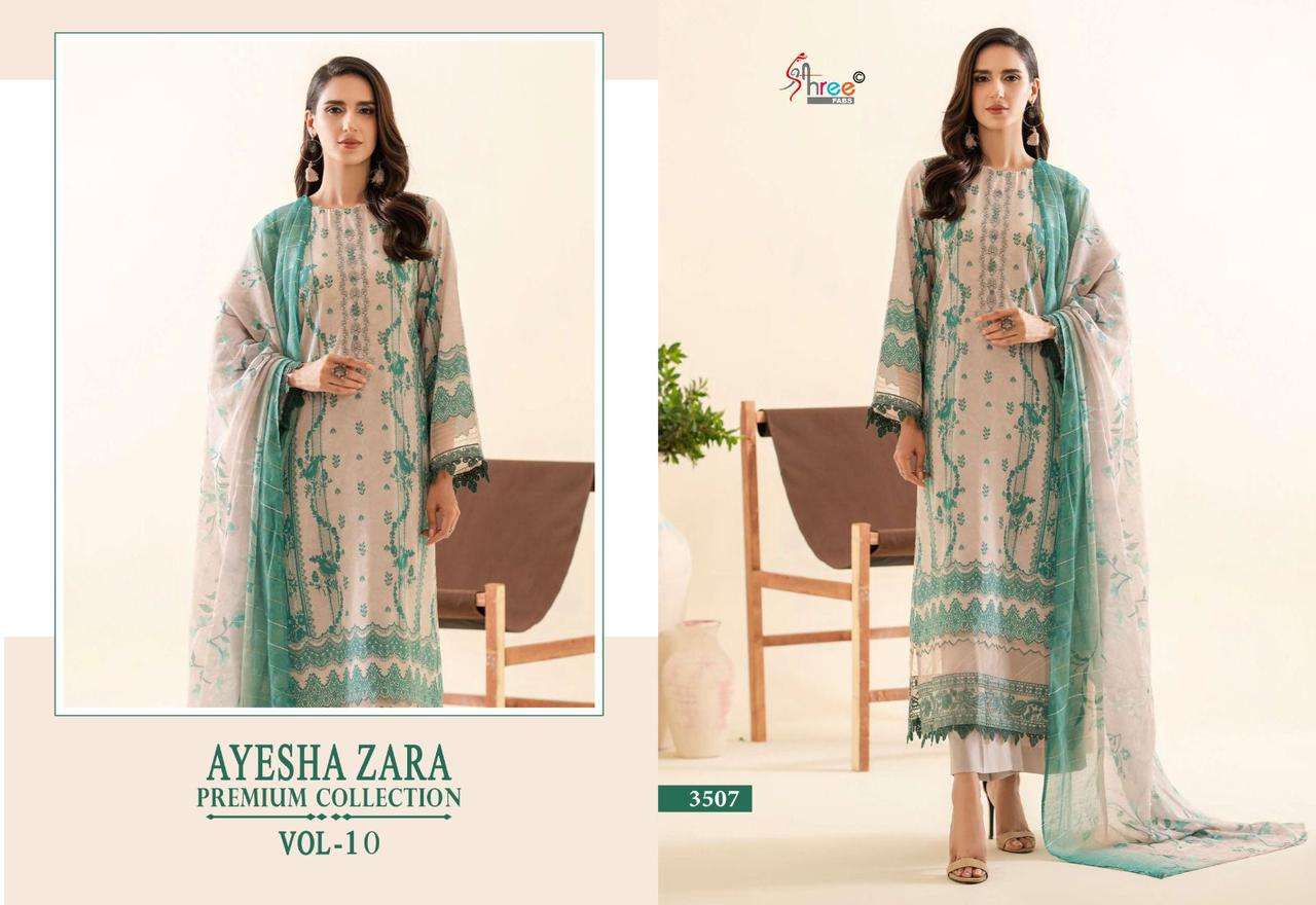 shree fabs ayesha zara  premium collection vol 10 cotton decent look salwar suit  with siffon dupatta catalog