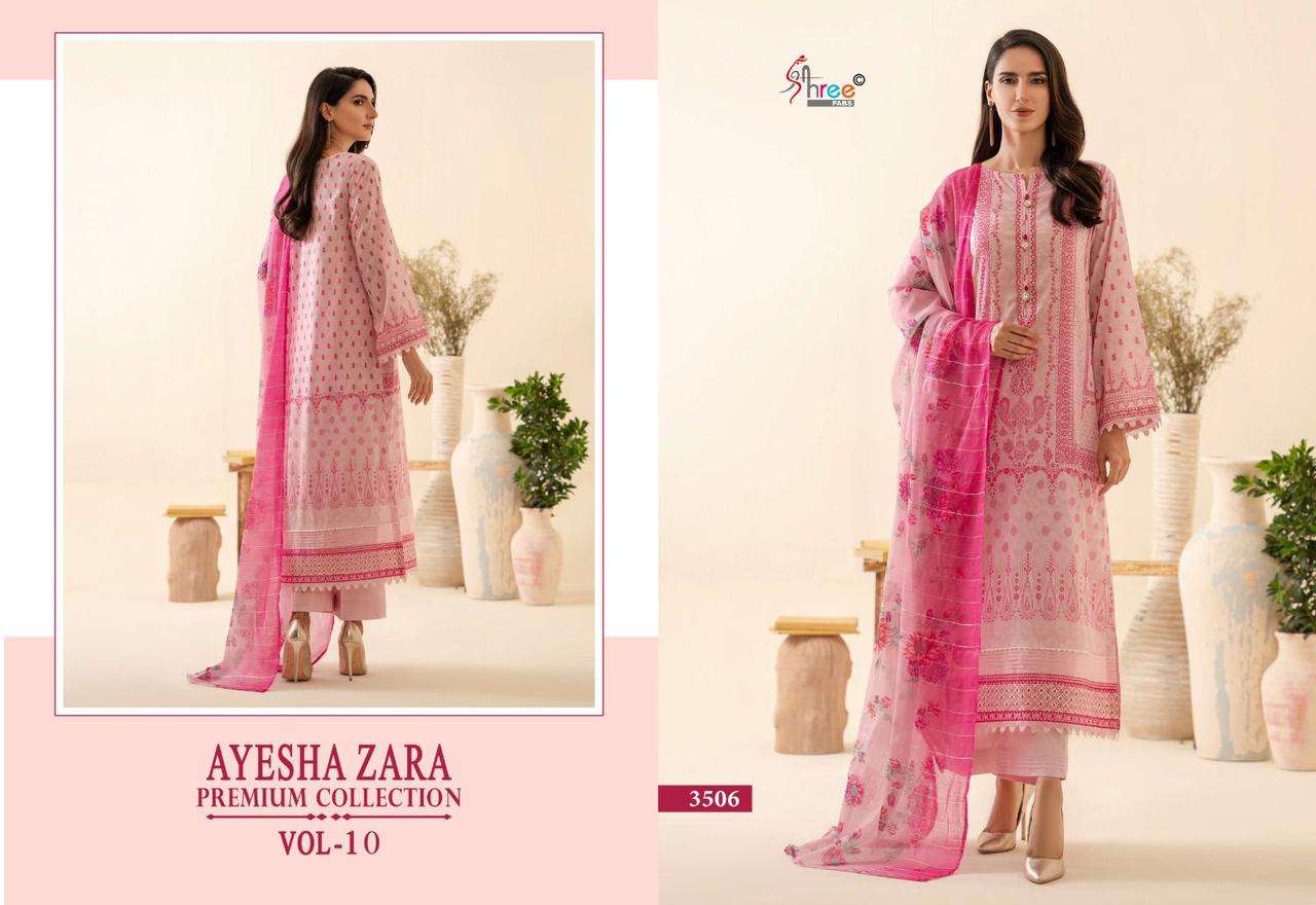 shree fabs ayesha zara  premium collection vol 10 cotton decent look salwar suit  with siffon dupatta catalog