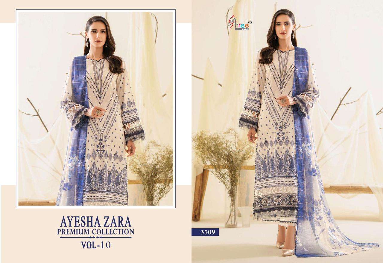 shree fabs ayesha zara  premium collection vol 10 cotton decent look salwar suit  with siffon dupatta catalog