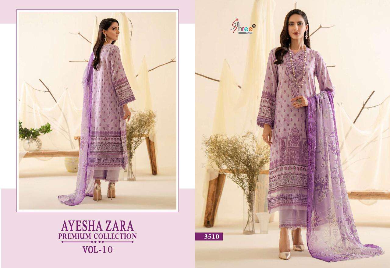 shree fabs ayesha zara  premium collection vol 10 cotton decent look salwar suit  with siffon dupatta catalog