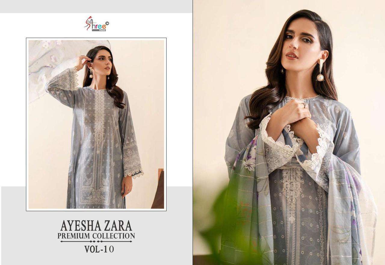 shree fabs ayesha zara  premium collection vol 10 cotton decent look salwar suit  with siffon dupatta catalog