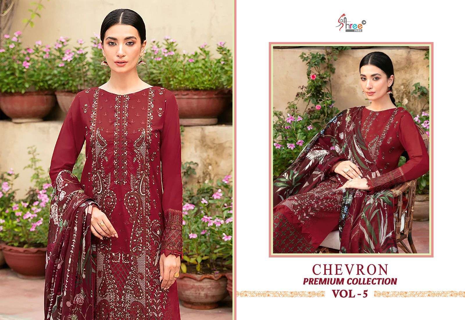 shree fabs chevron premium collection vol 5 rayon graceful look salwar suit cotton dupatta catalog