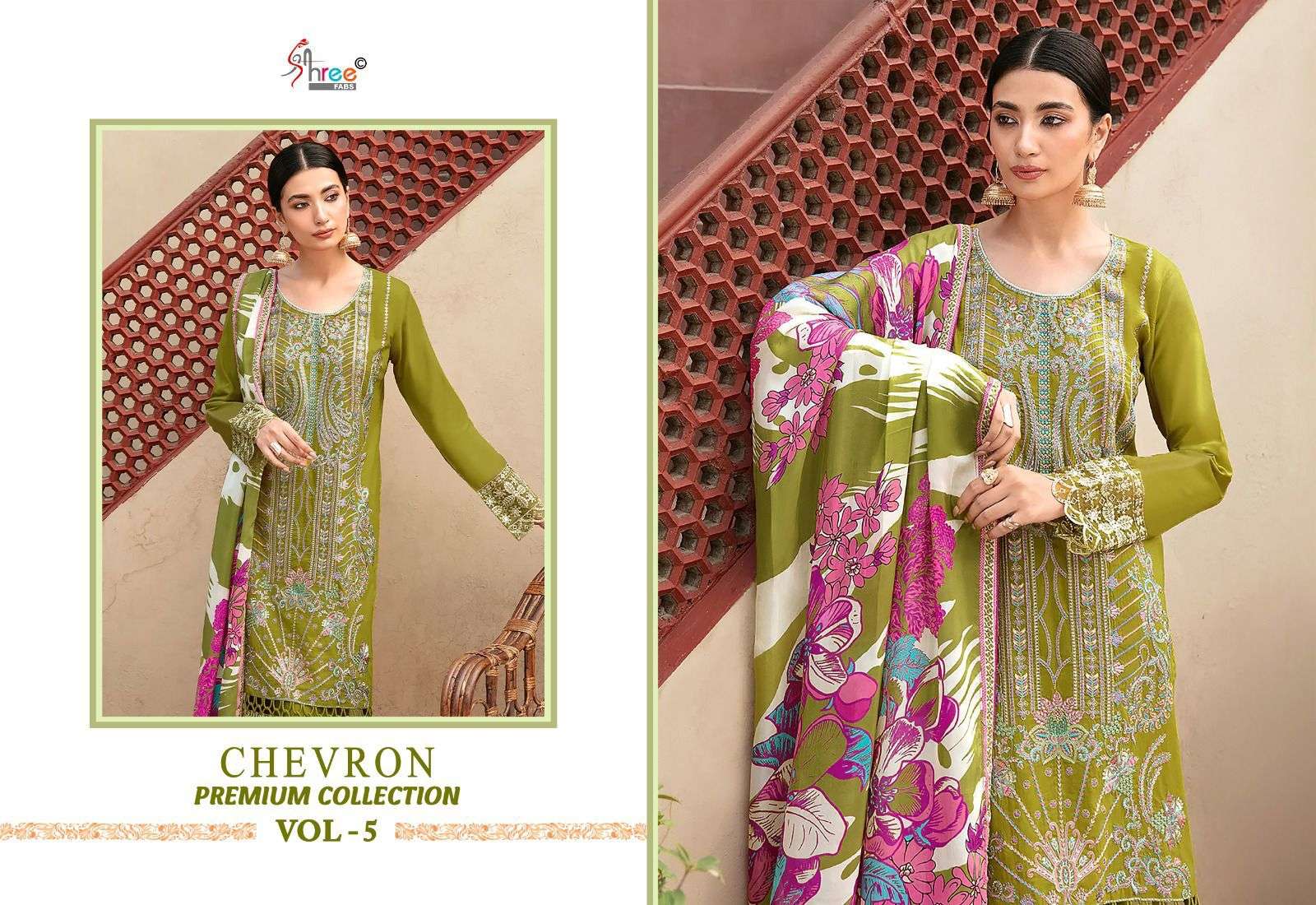 shree fabs chevron premium collection vol 5 rayon graceful look salwar suit cotton dupatta catalog