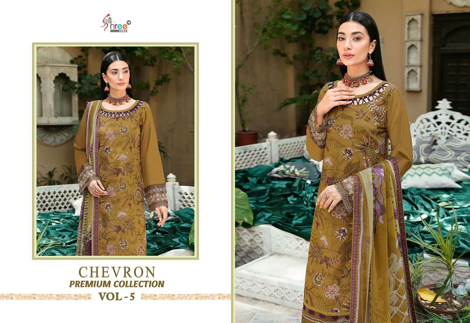 shree fabs chevron premium collection vol 5 rayon graceful look salwar suit cotton dupatta catalog