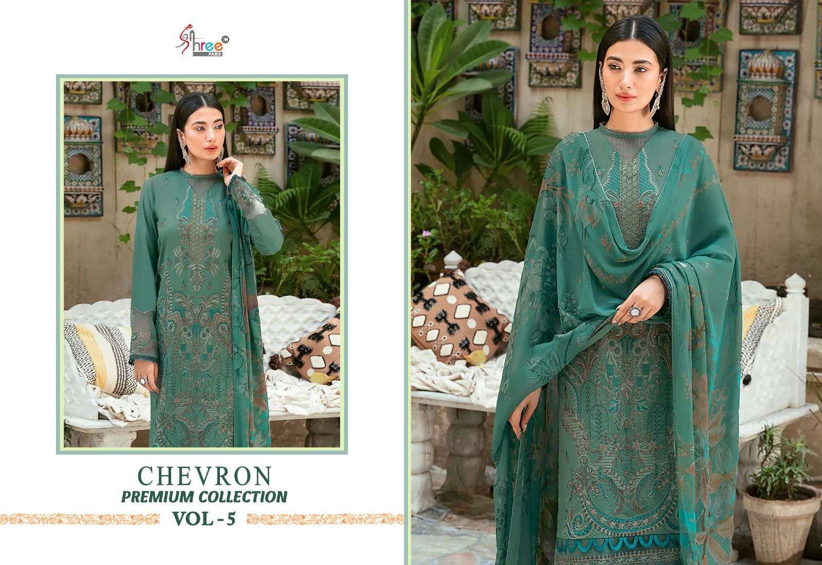 shree fabs chevron premium collection vol 5 rayon graceful look salwar suit cotton dupatta catalog