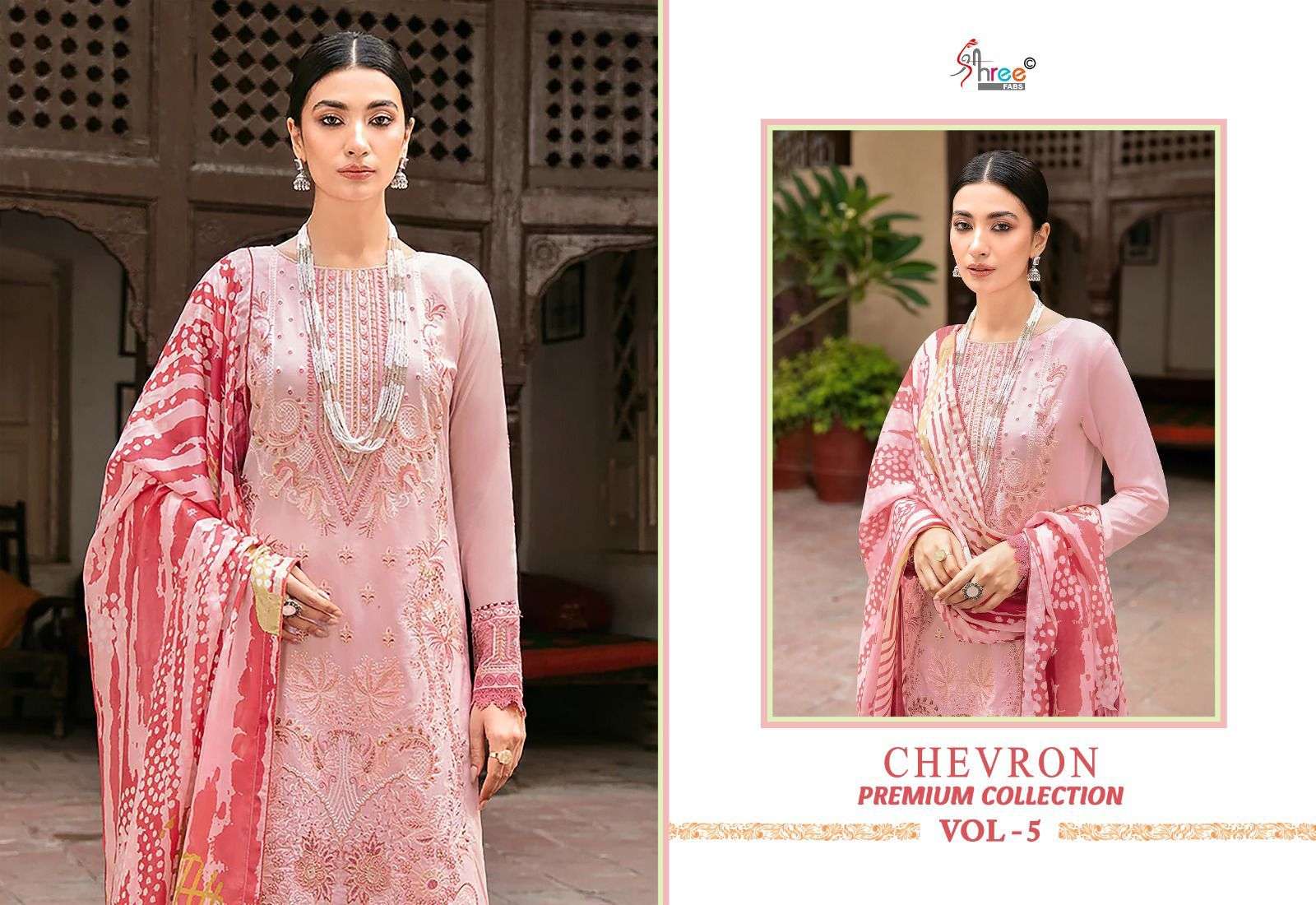 shree fabs chevron premium collection vol 5 rayon graceful look salwar suit cotton dupatta catalog