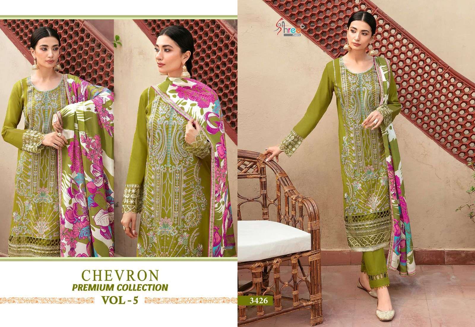 shree fabs chevron premium collection vol 5 rayon graceful look salwar suit cotton dupatta catalog