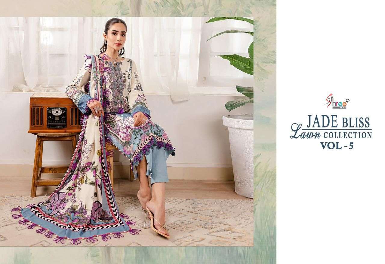 shree fabs jade bliss lawn collection vol 5 pure cotton catchy look salwar suit with siffon dupatta catalog