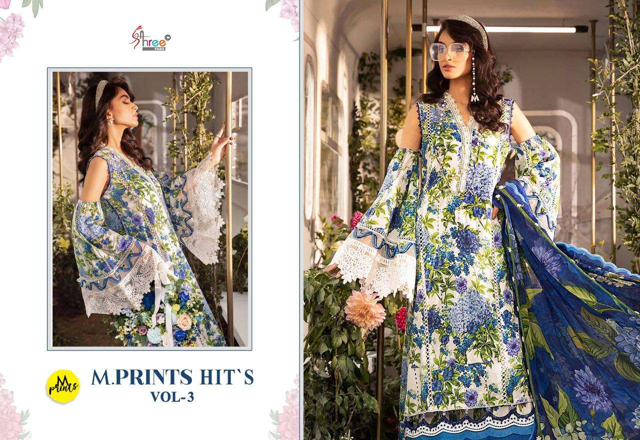 shree fabs m print hits vol 3 cotton catchy look siffion dupatta salwar suit catalog