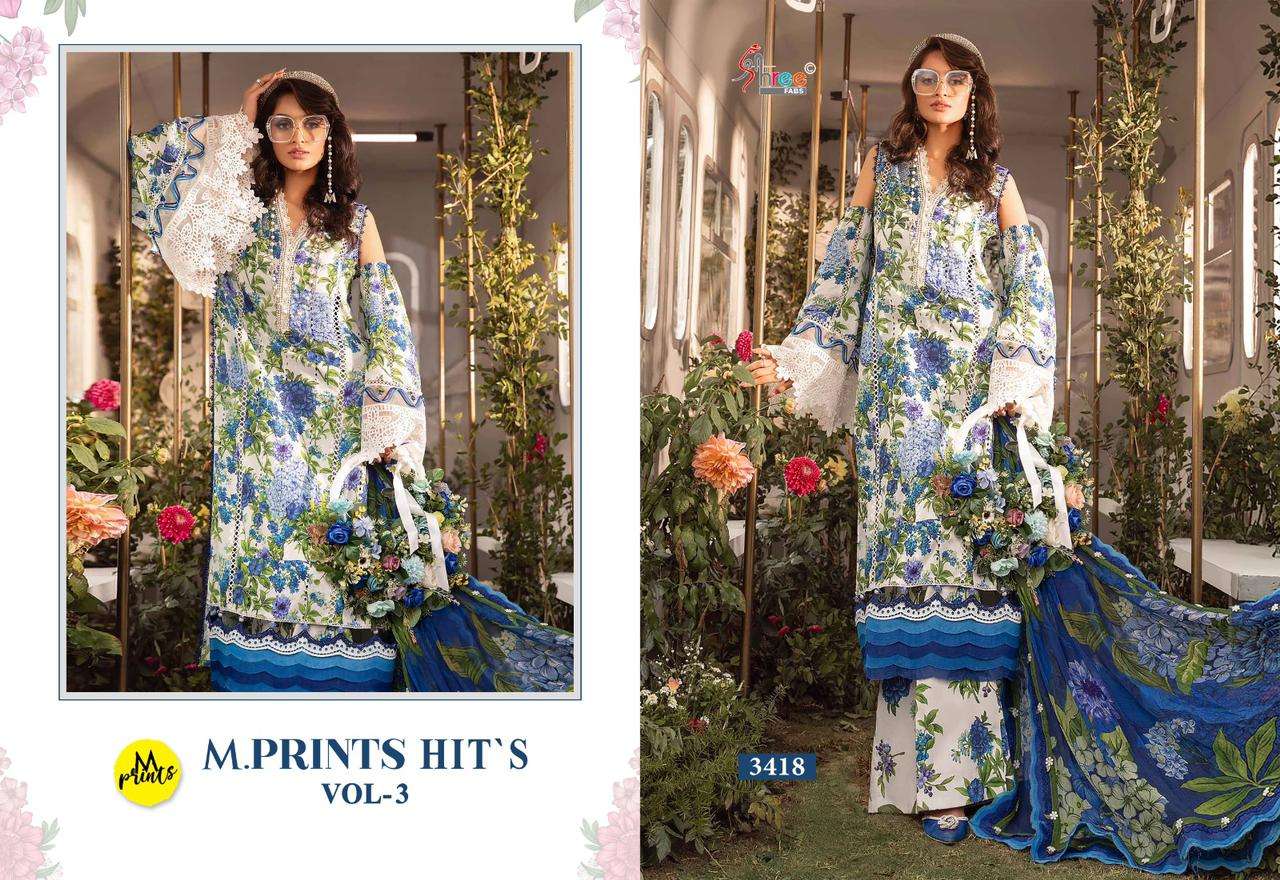 shree fabs m print hits vol 3 cotton catchy look siffion dupatta salwar suit catalog