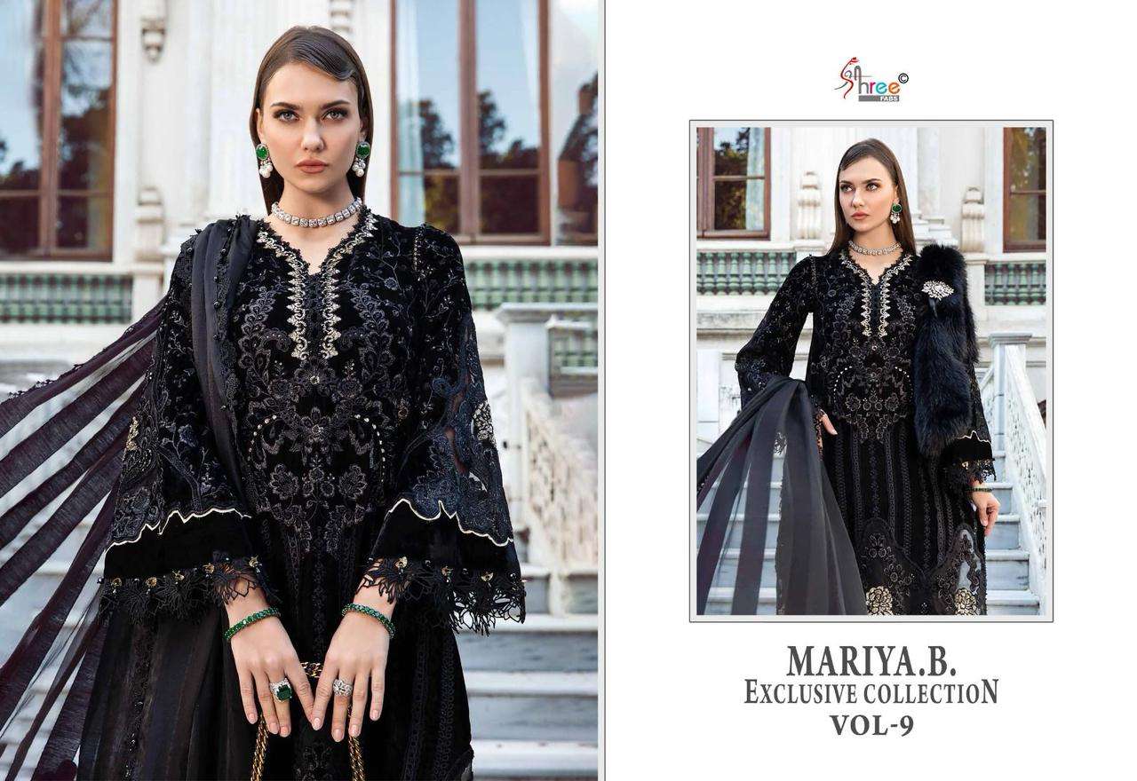 shree fabs maria b exclusive vol 9 graceful look salwar suit shiffon dupatta catalog