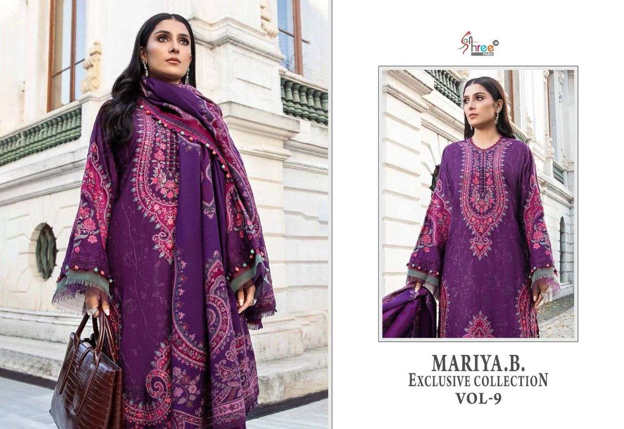 shree fabs maria b exclusive vol 9 graceful look salwar suit shiffon dupatta catalog