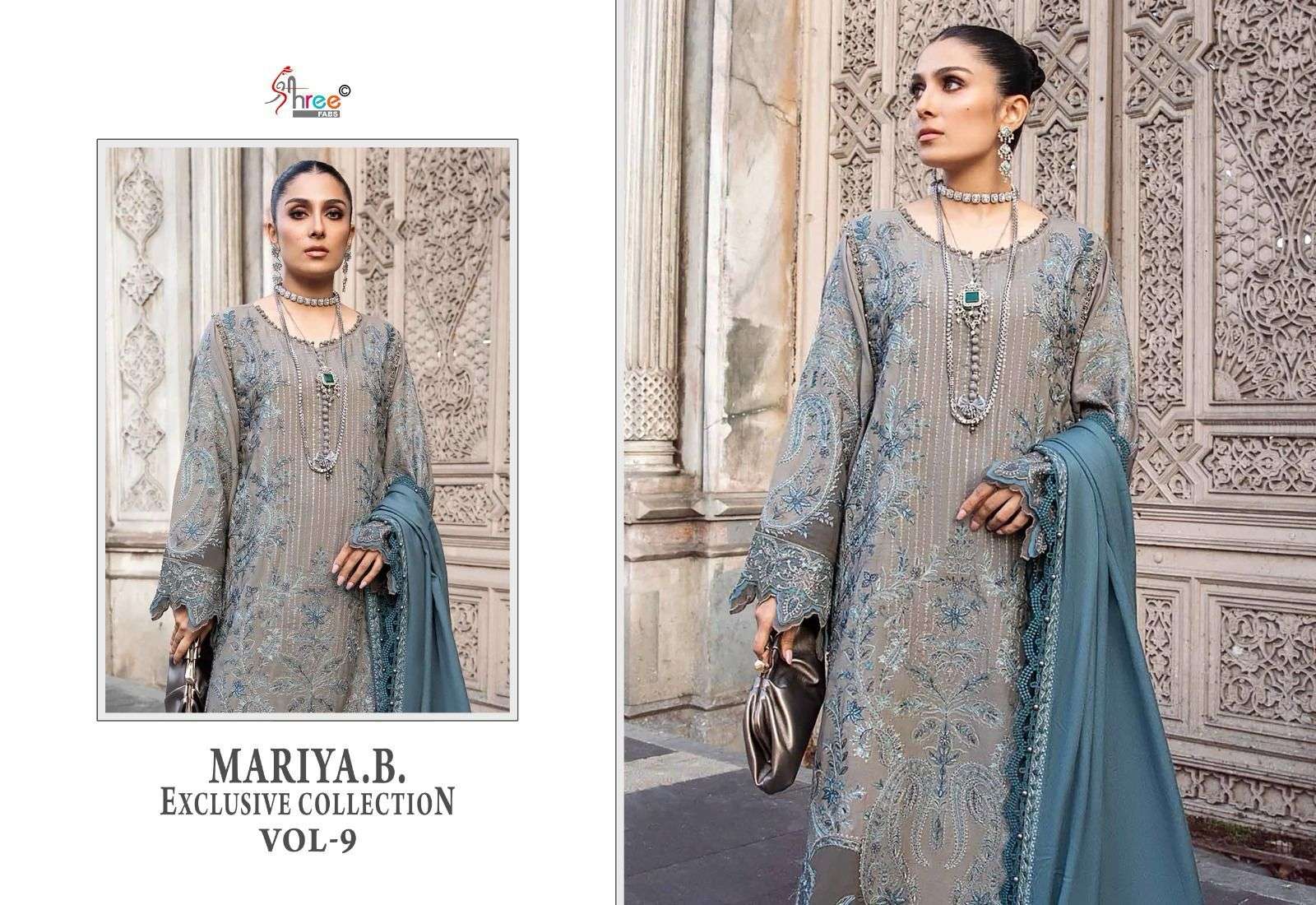 shree fabs maria b exclusive vol 9 graceful look salwar suit shiffon dupatta catalog