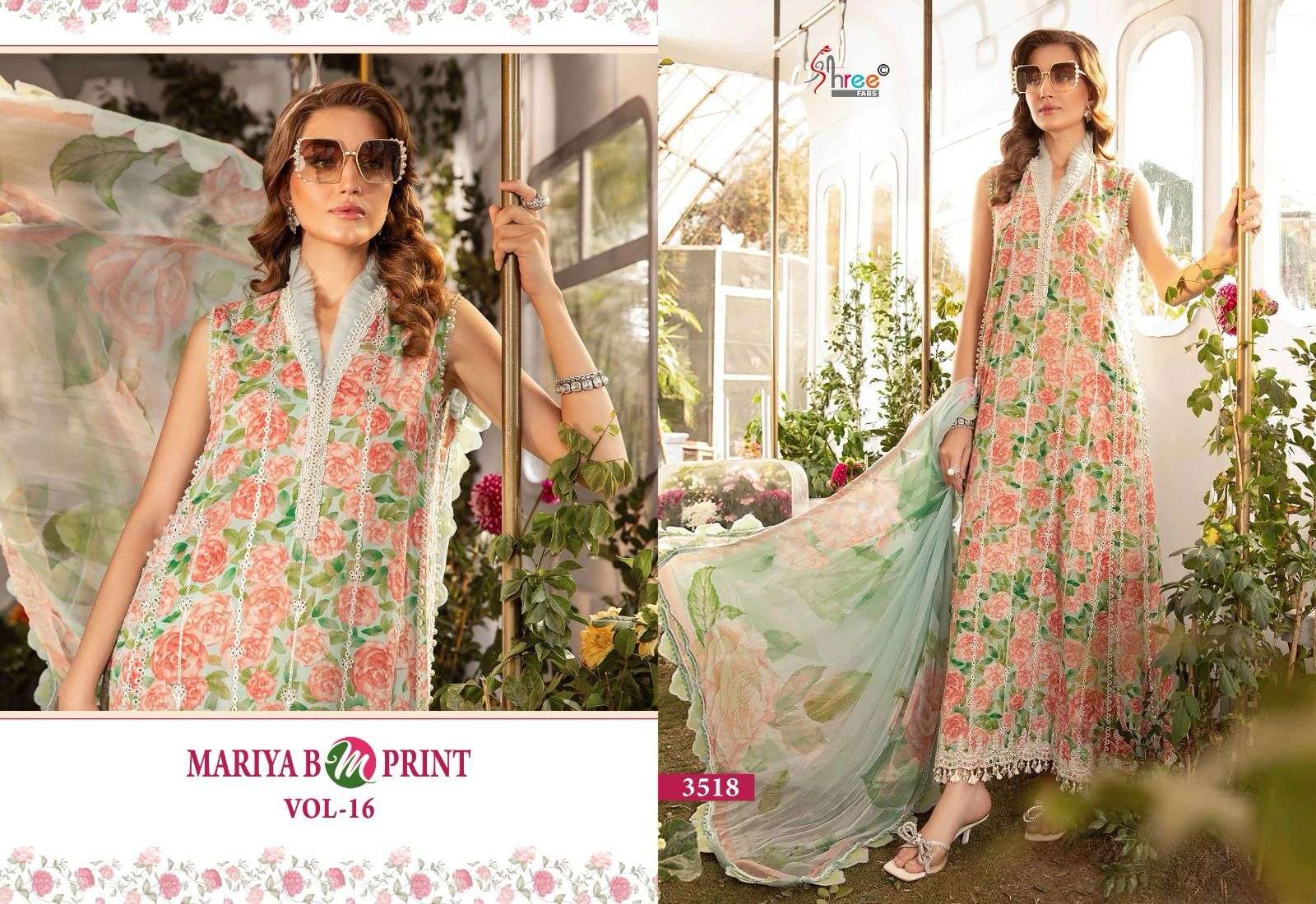 shree fabs  maria b m print vol 16  cotton decent look salwar suit with siffon duaptta catalog