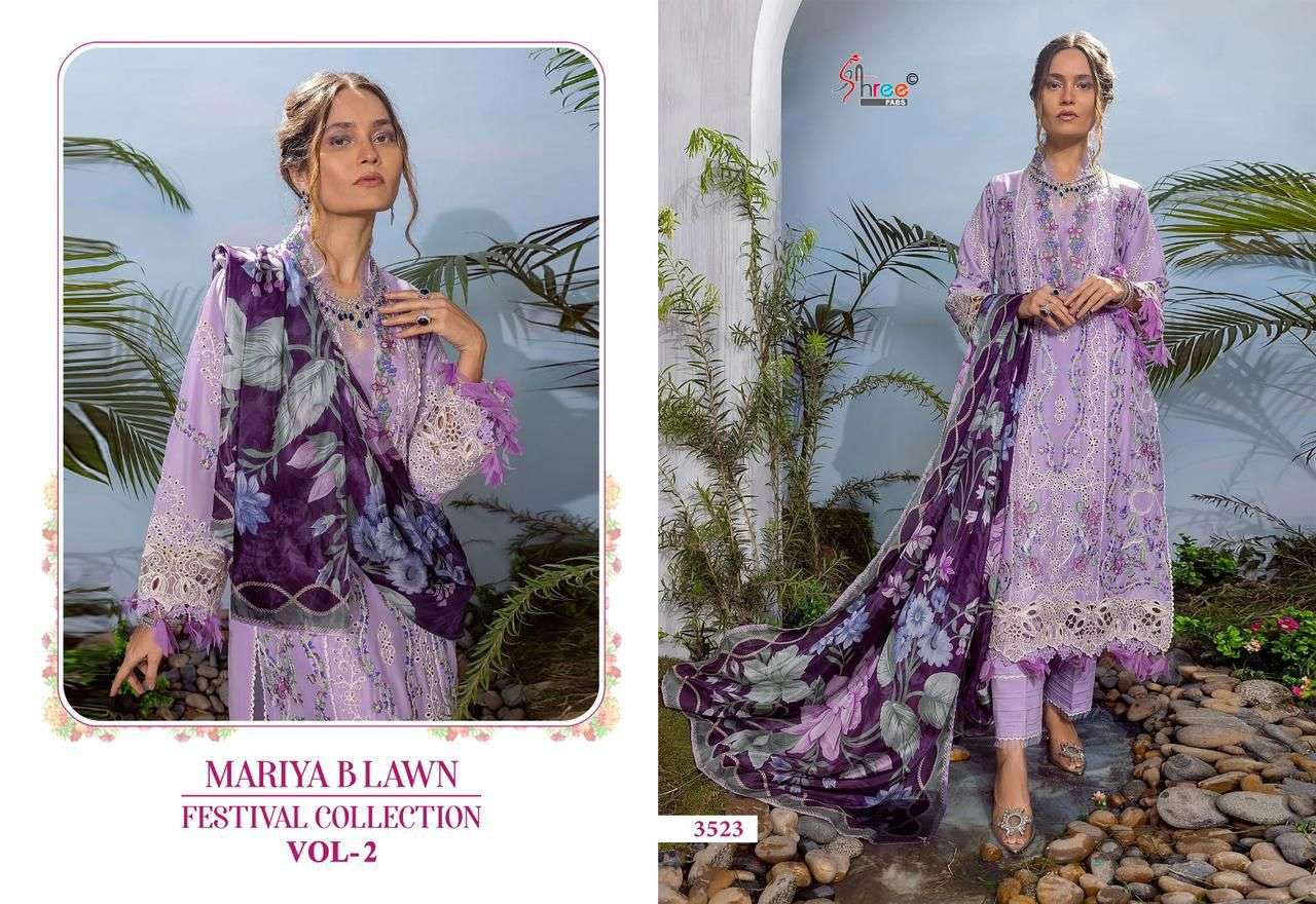 shree fabs  mariya b lawn festival collection vol 2 lawn cotton attractive look salwar suit with cotton dupatt catalog