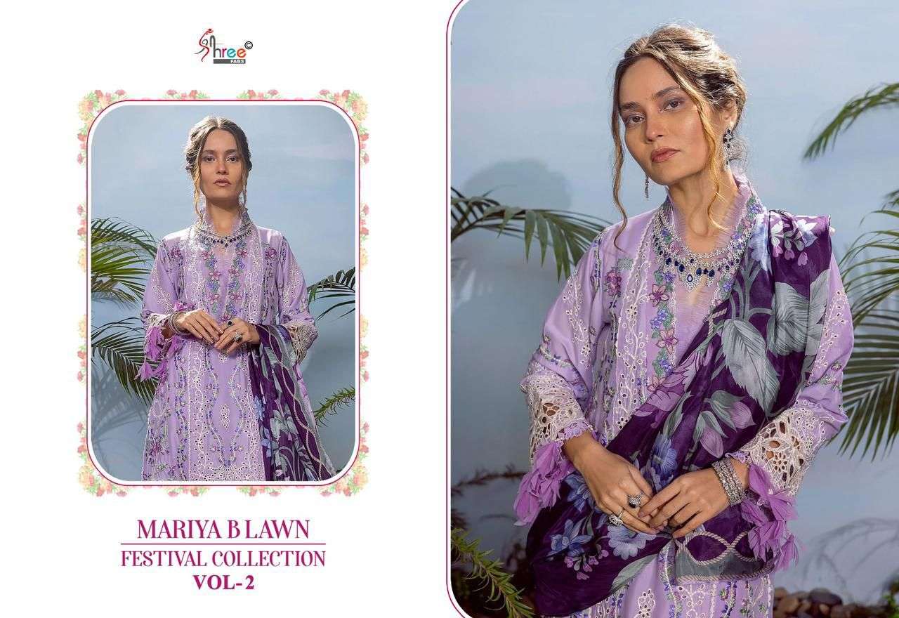 shree fabs  mariya b lawn festival collection vol 2 lawn cotton attractive look salwar suit with cotton dupatt catalog