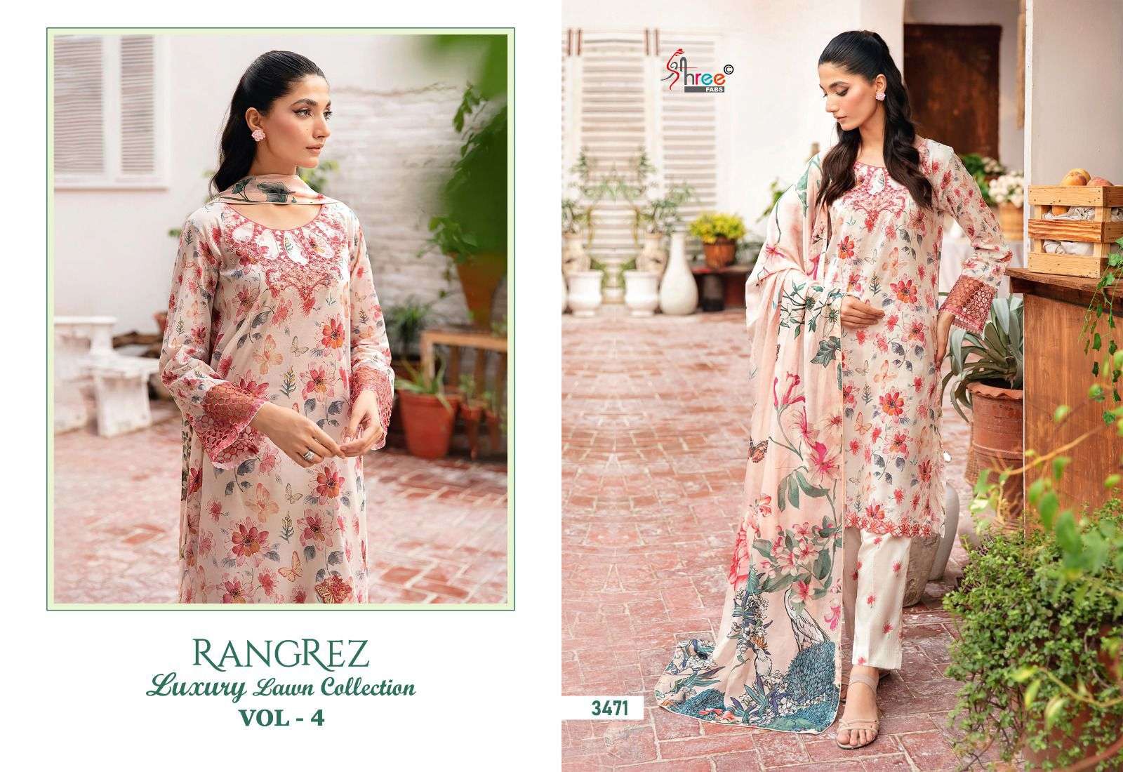 shree fabs rangrez luxcury lawn collection vol 4 graceful look salwar suit cotton dupatta  catalog