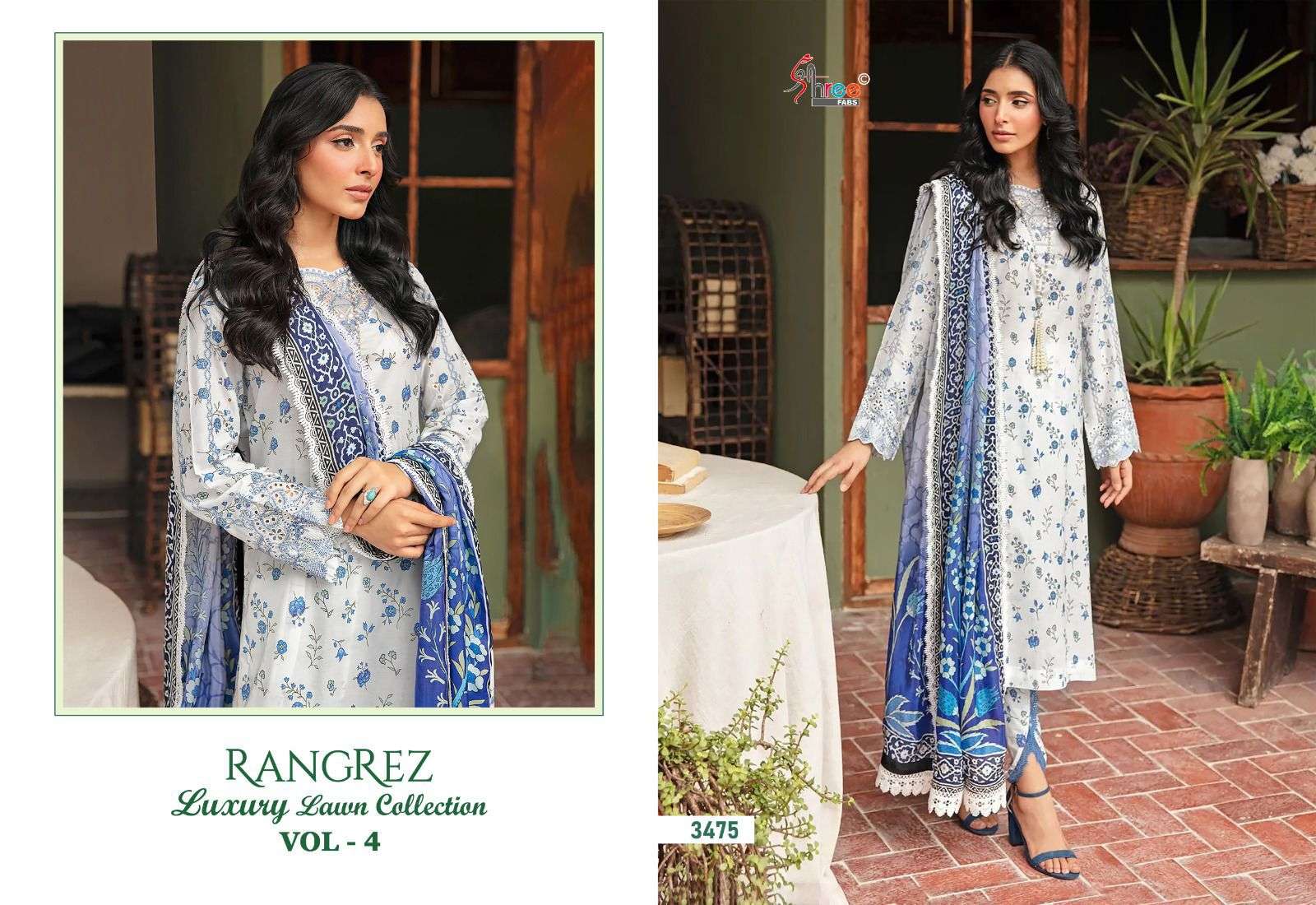 shree fabs rangrez luxcury lawn collection vol 4 graceful look salwar suit cotton dupatta  catalog