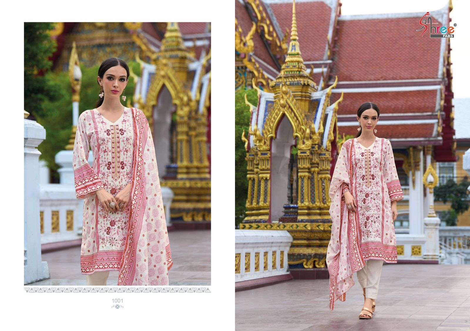 shree fabs riwayat premium embrodered lawn collection cotton graceful look salwar suit shiffon dupatta catalog