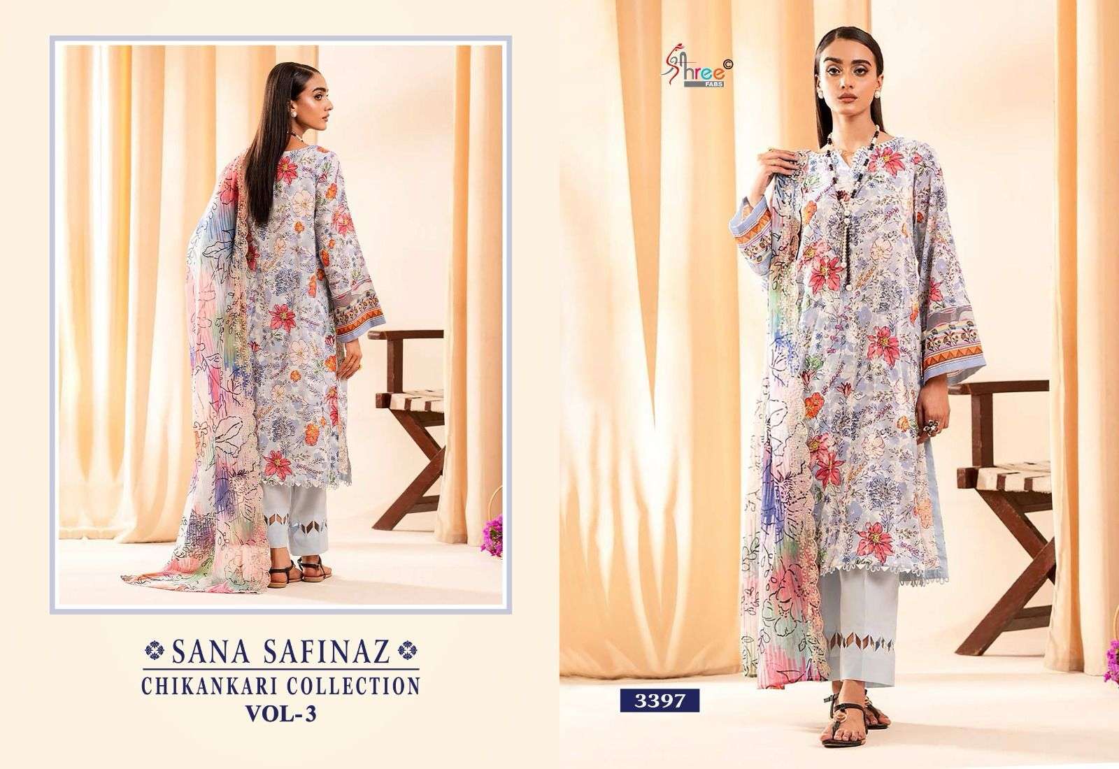 shree fabs sana safinaz chikankari collection vol 3  graceful look salwar suit cotton dupatta catalog