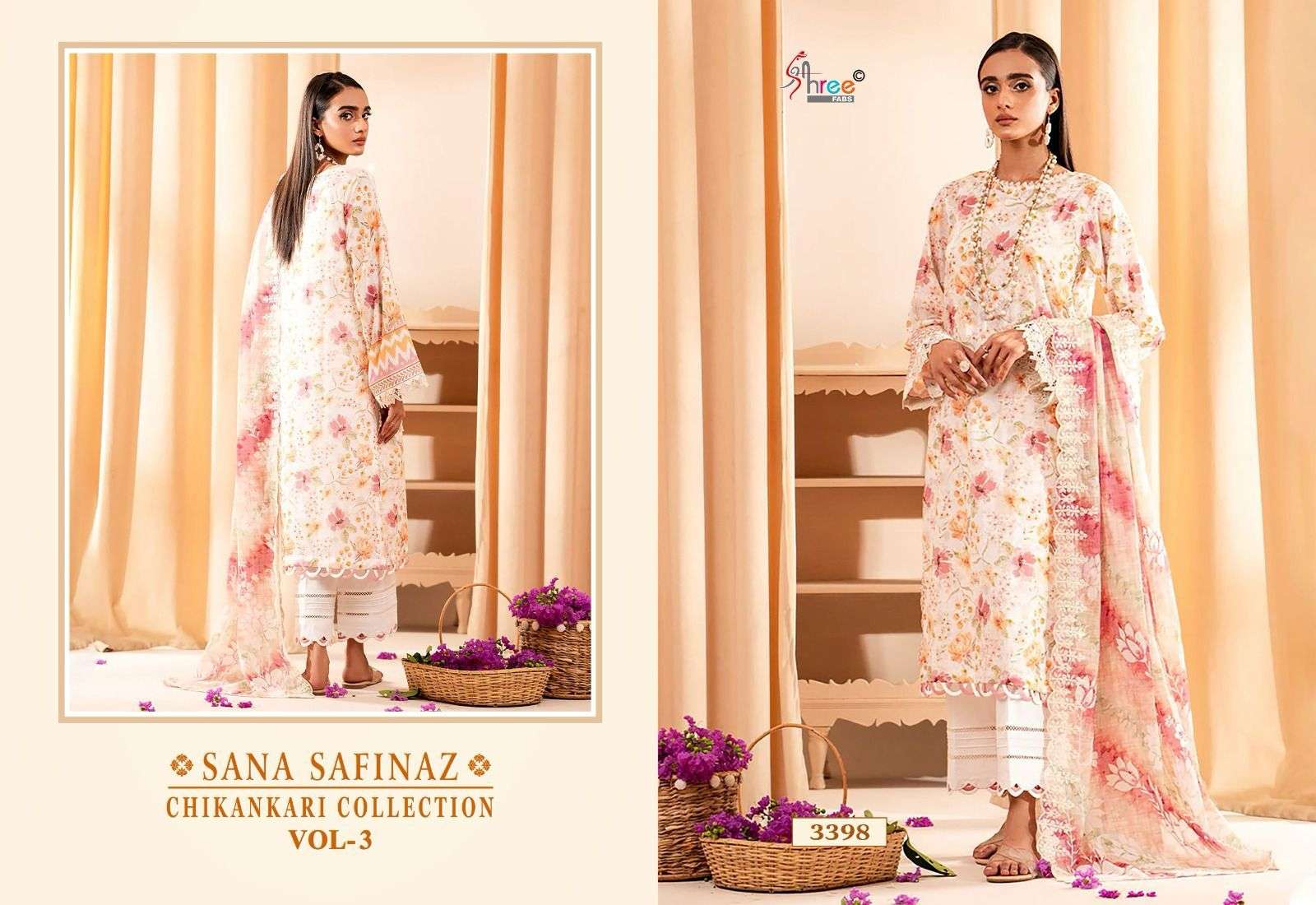 shree fabs sana safinaz chikankari collection vol 3  graceful look salwar suit cotton dupatta catalog