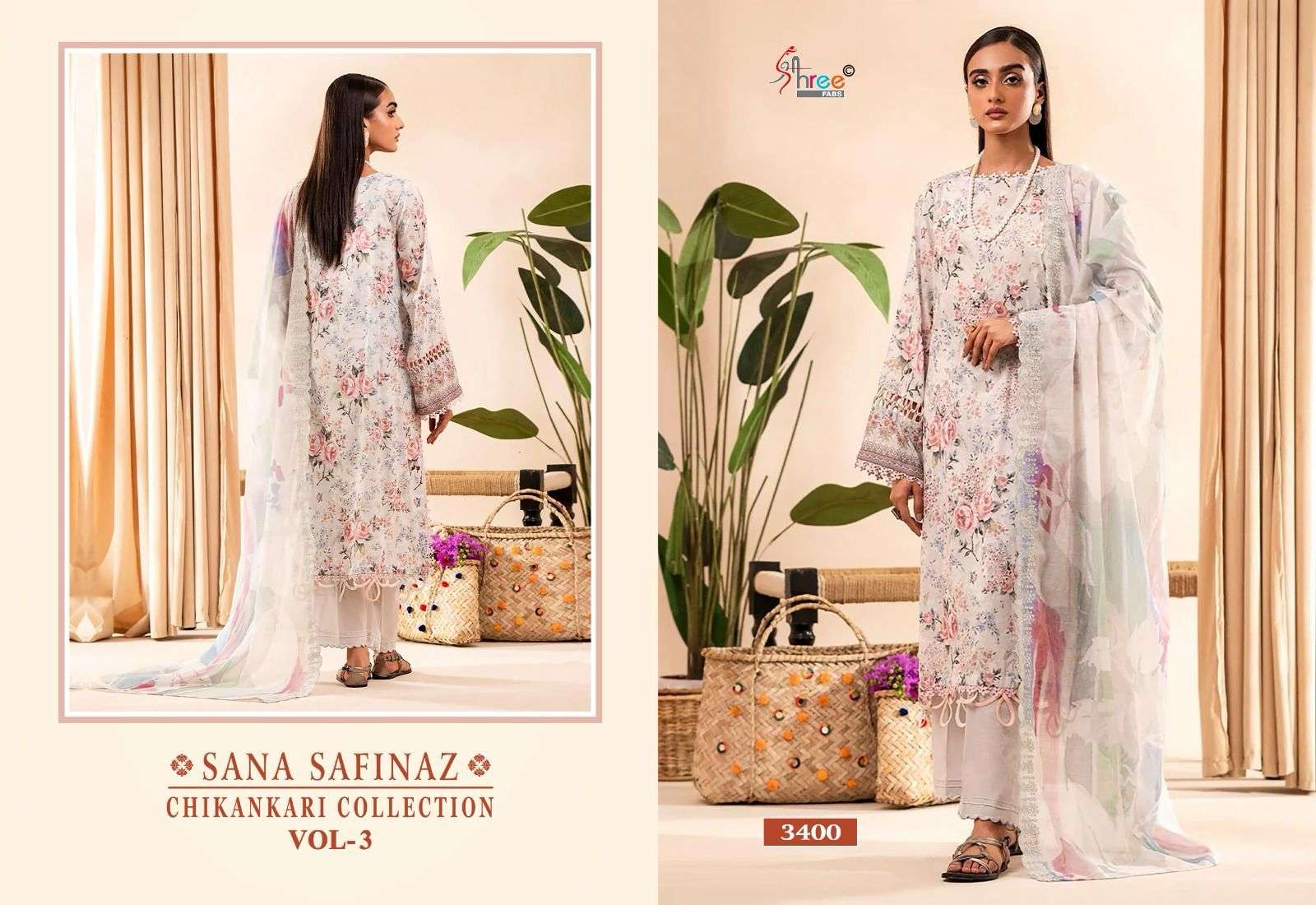 shree fabs sana safinaz chikankari collection vol 3  graceful look salwar suit cotton dupatta catalog