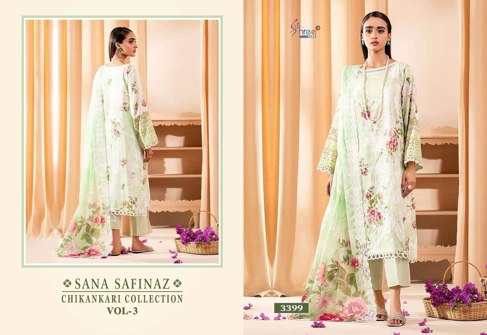 shree fabs sana safinaz chikankari collection vol 3  graceful look salwar suit cotton dupatta catalog