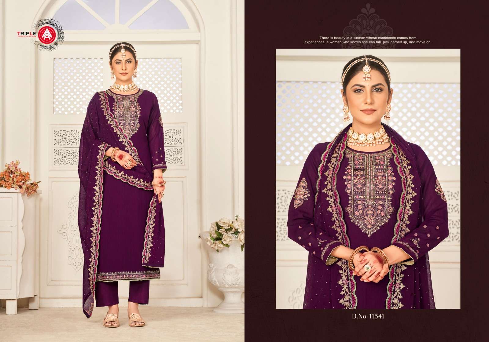 triple aaa aarushi zomato silk innovative look salwar suit catalog