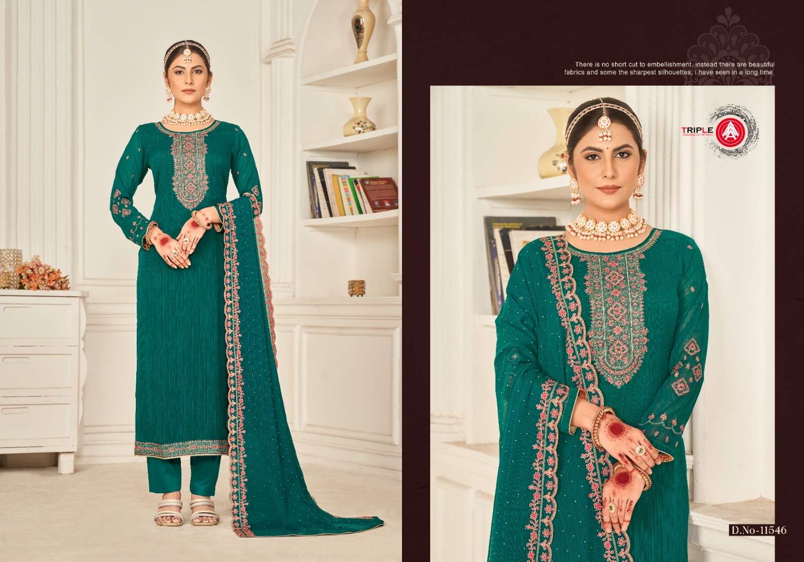 triple aaa aarushi zomato silk innovative look salwar suit catalog