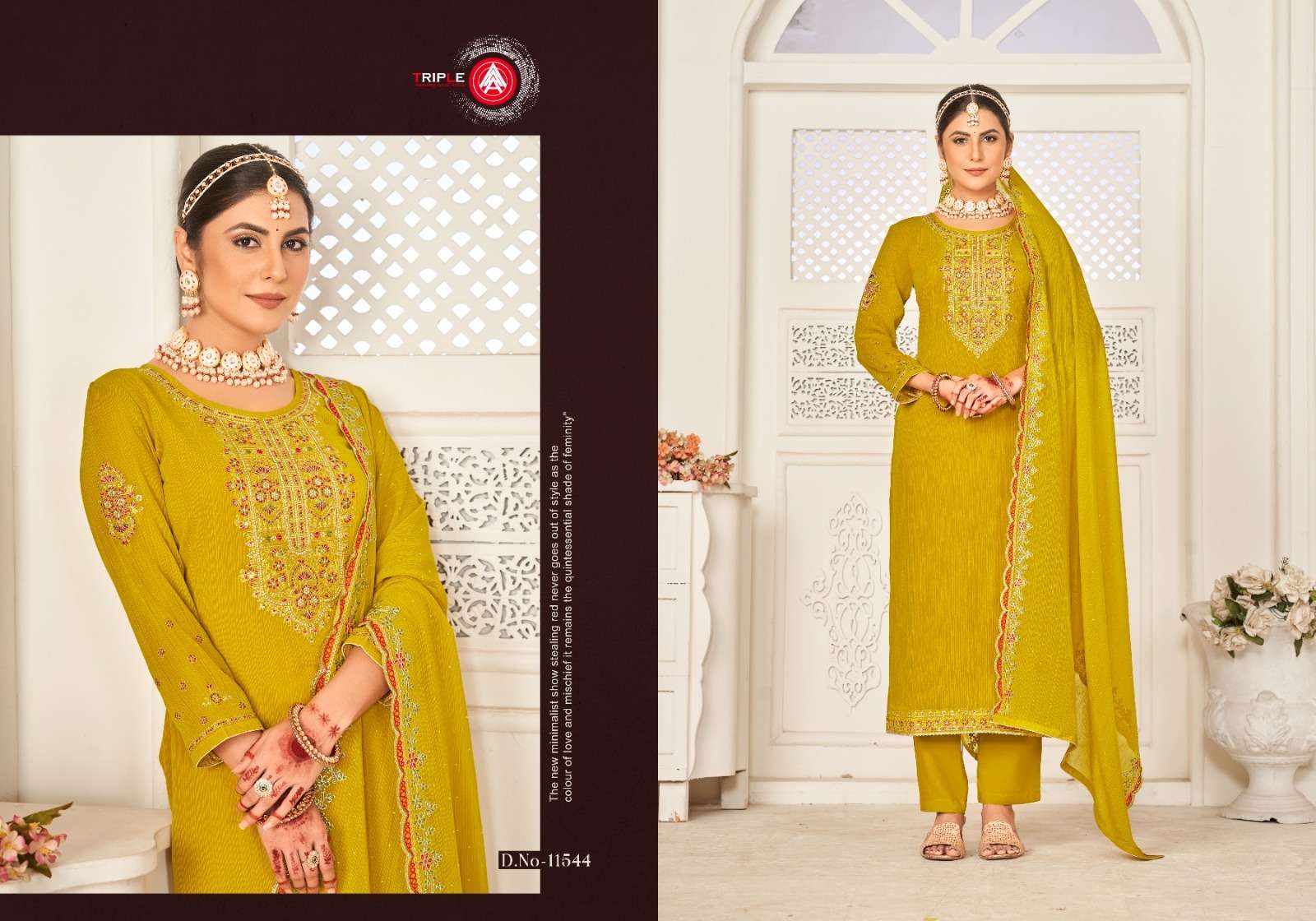 triple aaa aarushi zomato silk innovative look salwar suit catalog