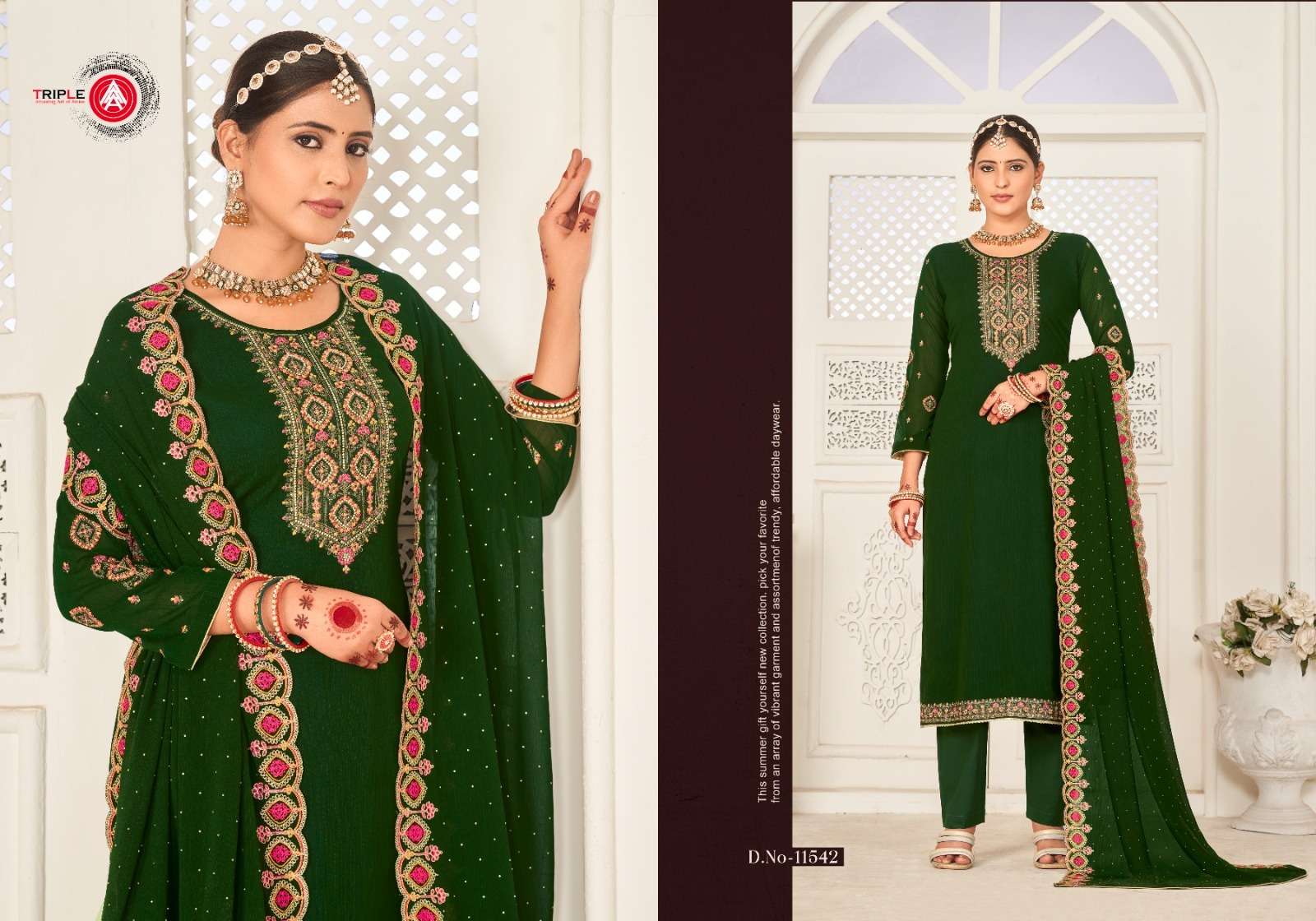 triple aaa aarushi zomato silk innovative look salwar suit catalog